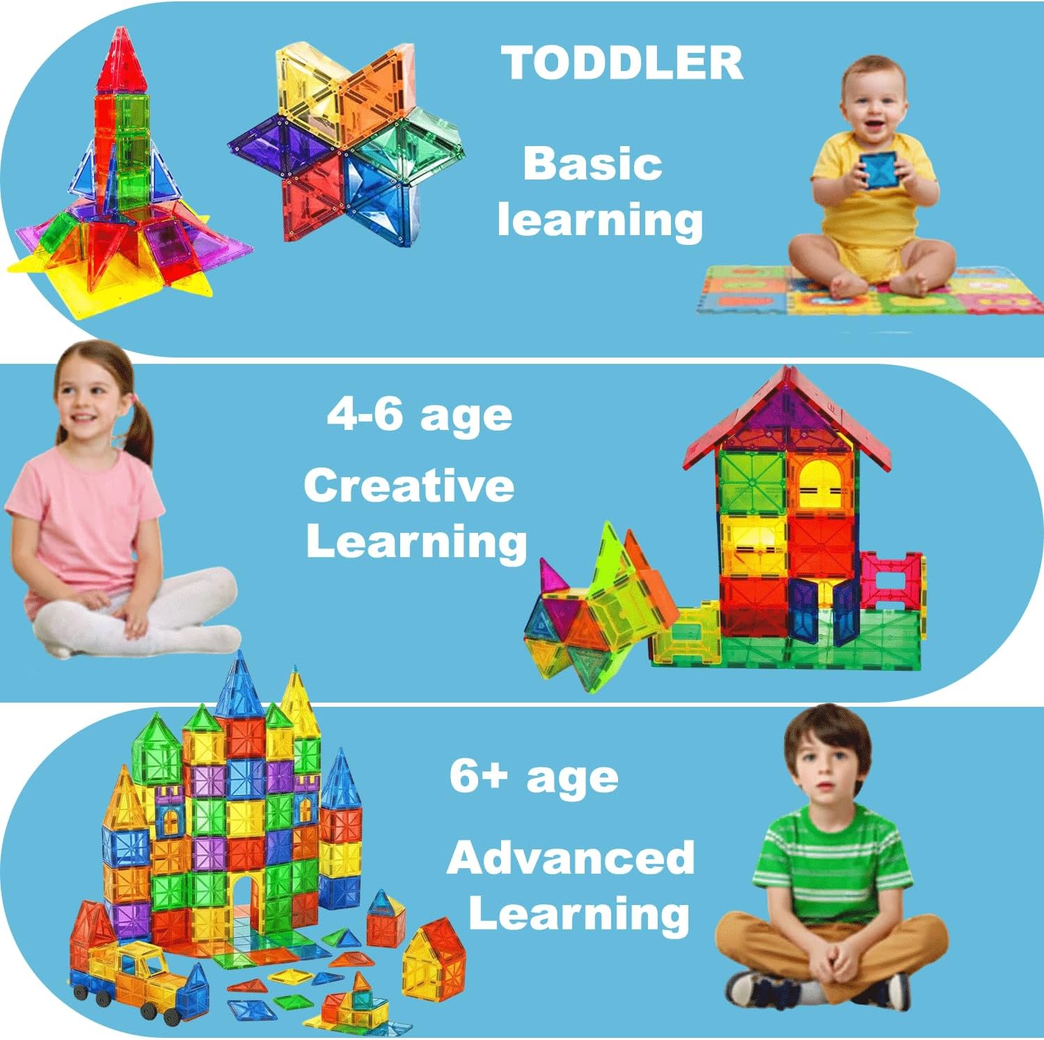 Thumbnail 6 de Magnetic Tiles for Kids (100 Pieces) with 2 Cars – STEM Building Set