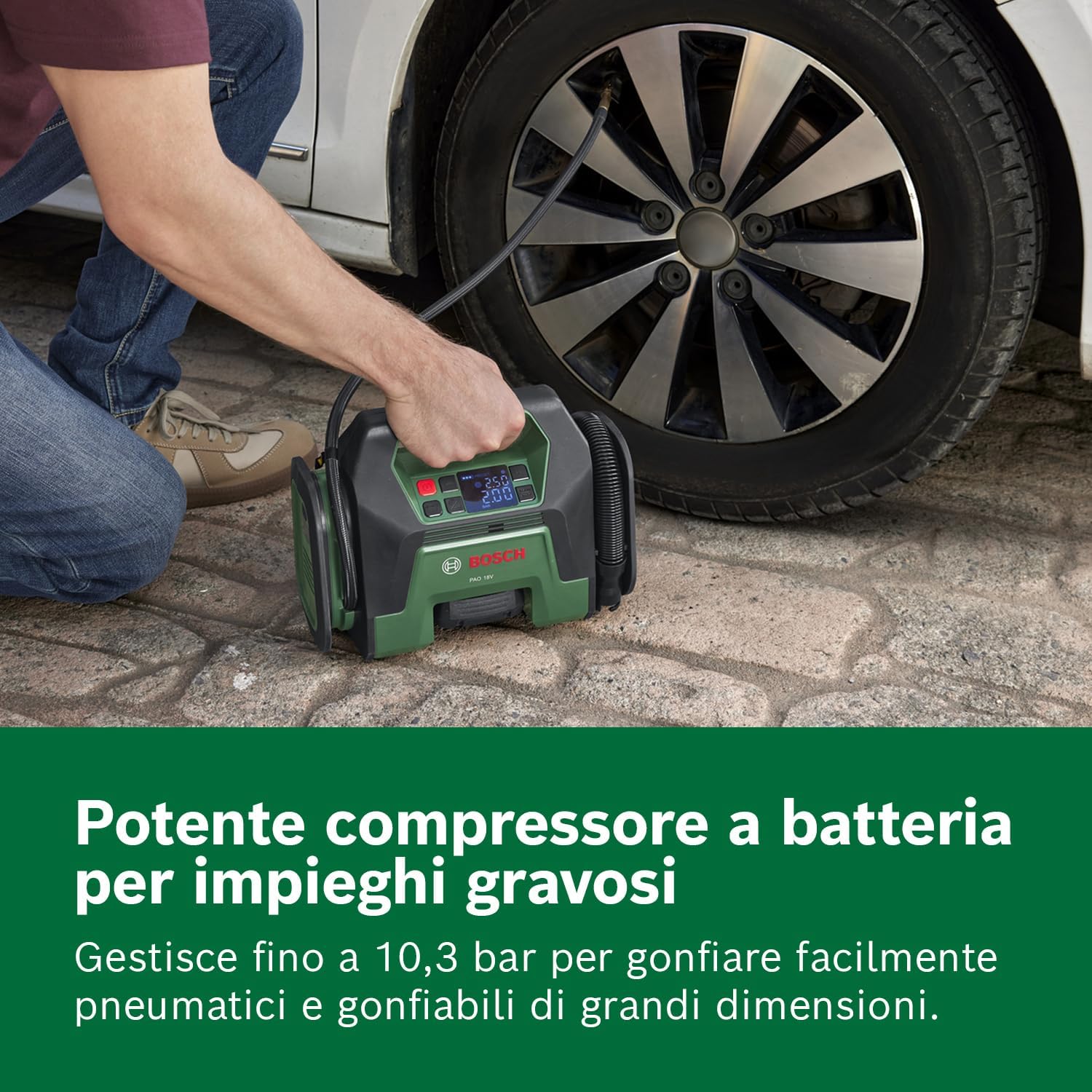 Thumbnail 2 de Bosch Compressore d’aria a batteria PAO 18V: fino a 10,3 bar e 400 l/min, accessori per valvole Presta e palloni