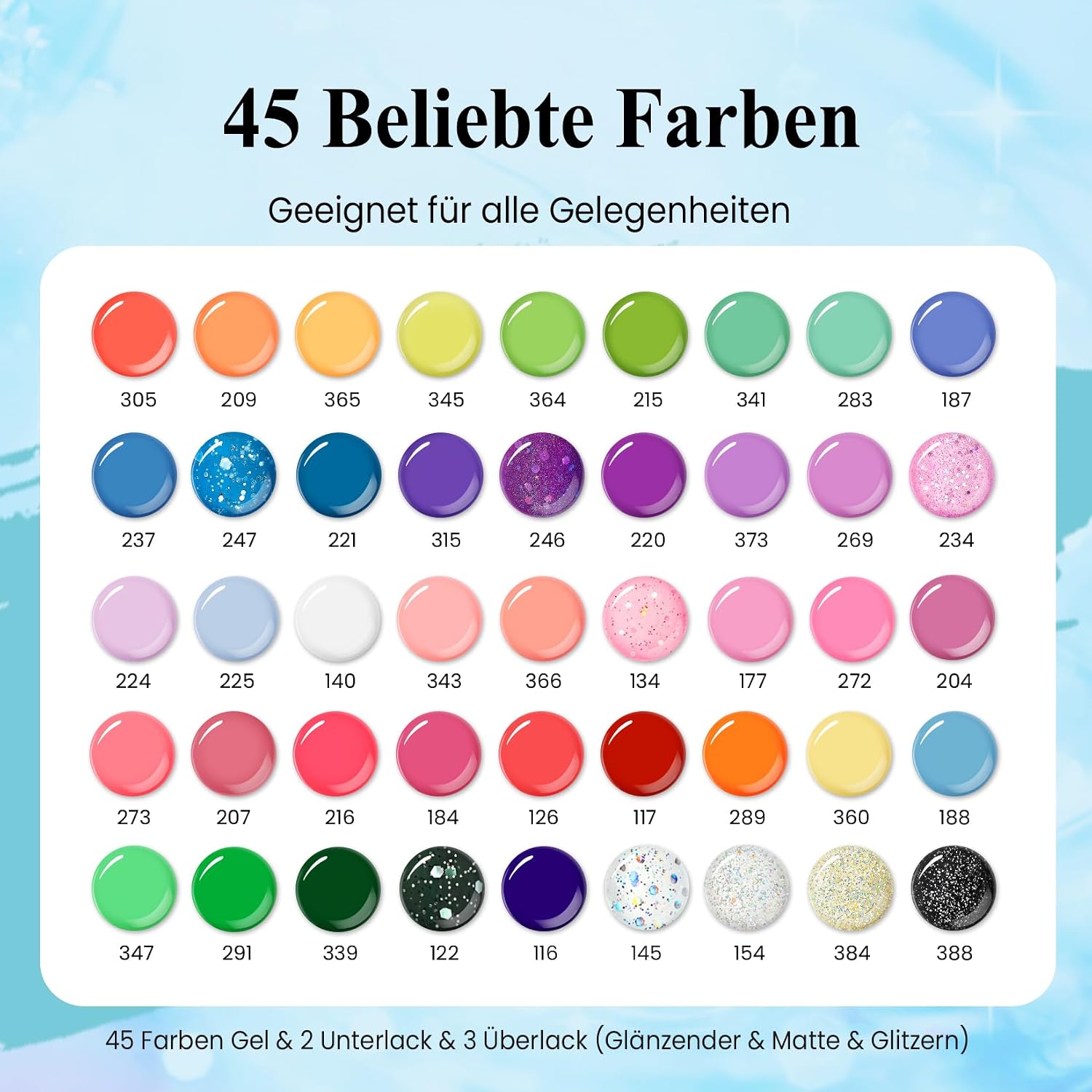 Thumbnail 1 de VANREESA U V Nagellack Set mit 45 Farben (Gel Nägel Starterset inkl. Unterlack & Überlack)