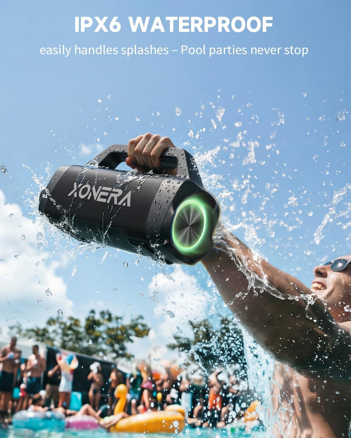 Detalle de Xonera Bluetooth Outdoor Speaker (80W Peak) with 20H Playtime, IPX6 Waterproof, TWS, BT5.3 — Black