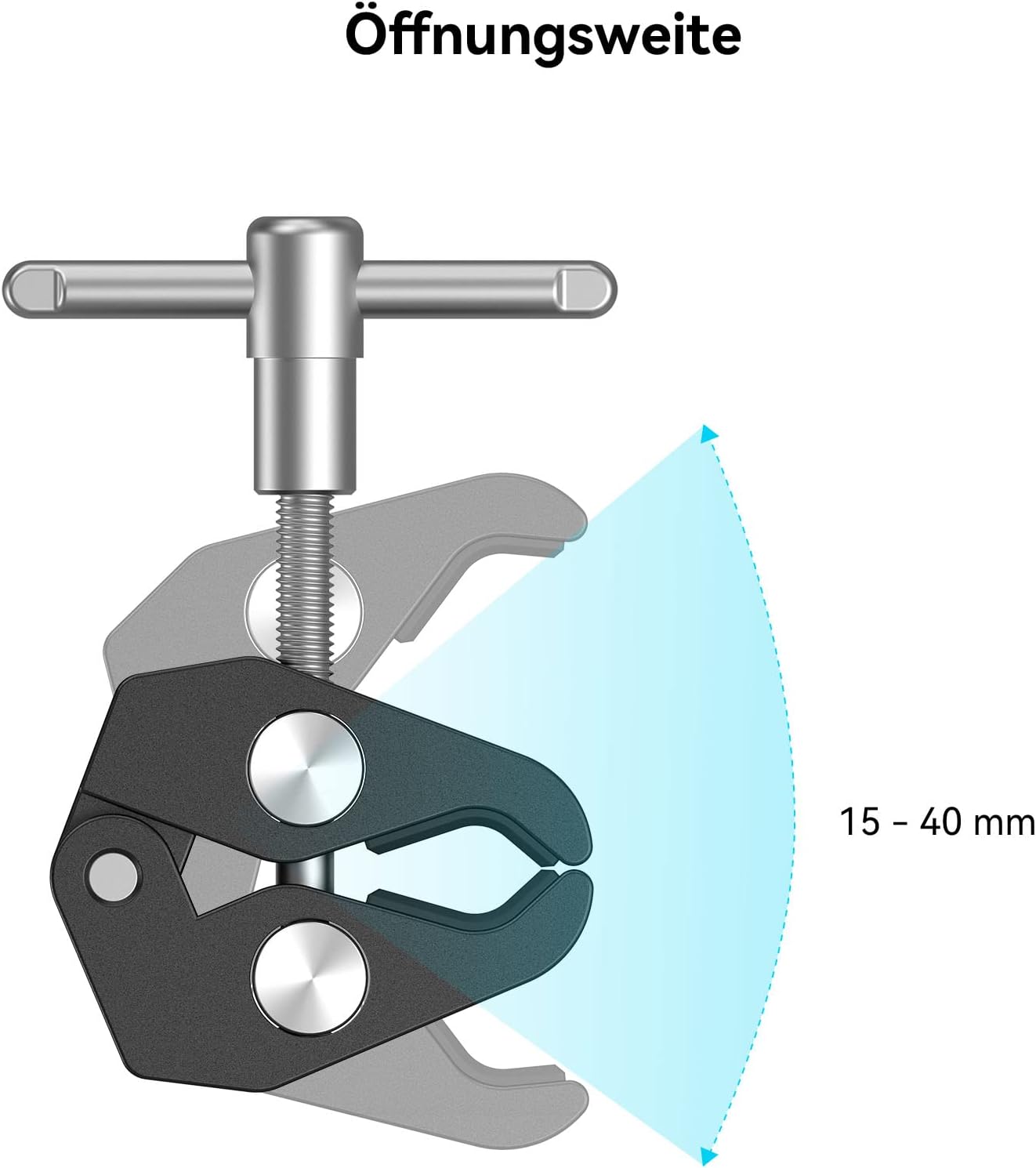 Detalle de SMALLRIG Super Clamp Stativ-Klemme mit 1/4- und 3/8-Gewinde (Aluminium) – universelle Befestigung für DSLR-Rigs