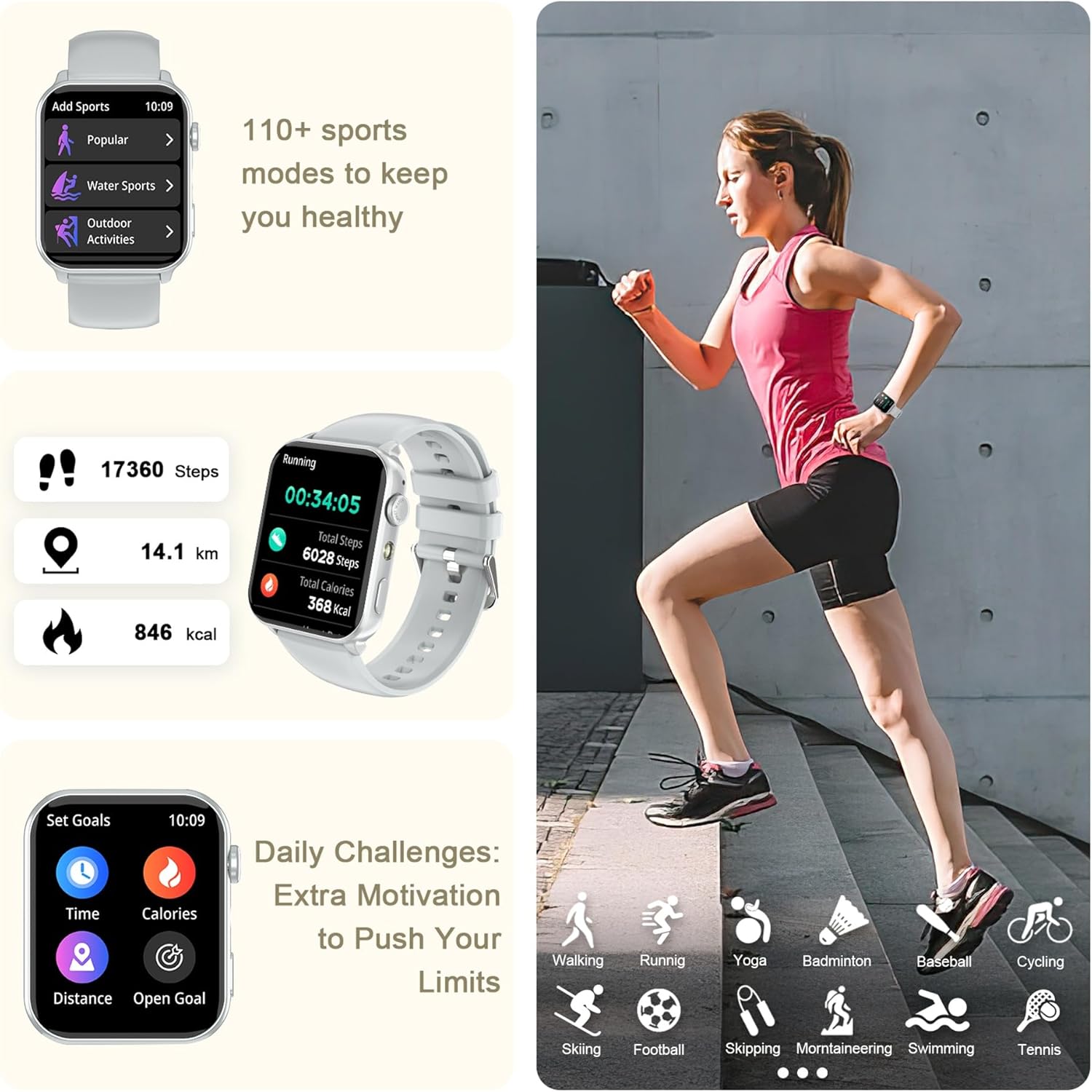 Detalle de IOWODO Smart Watch 1.91" HD Fitness Watch