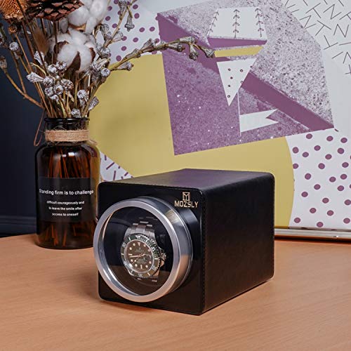 Thumbnail 4 de MOZSLY Single Watch Winder for Automatic Watches with Quiet Motor – Black Leather, 12 Rotation Modes