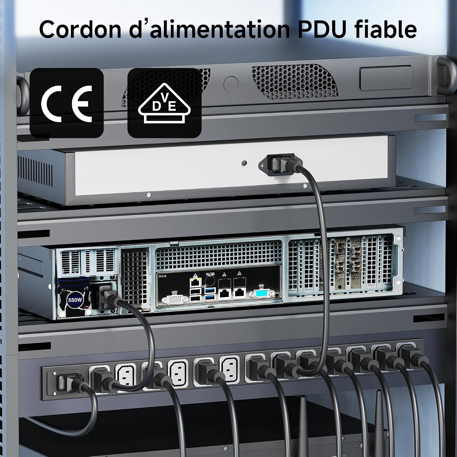 Thumbnail 1 de Cable Matters lot de 2 câbles de rallonge électrique PDU IEC C13 vers C14 – 2 m
