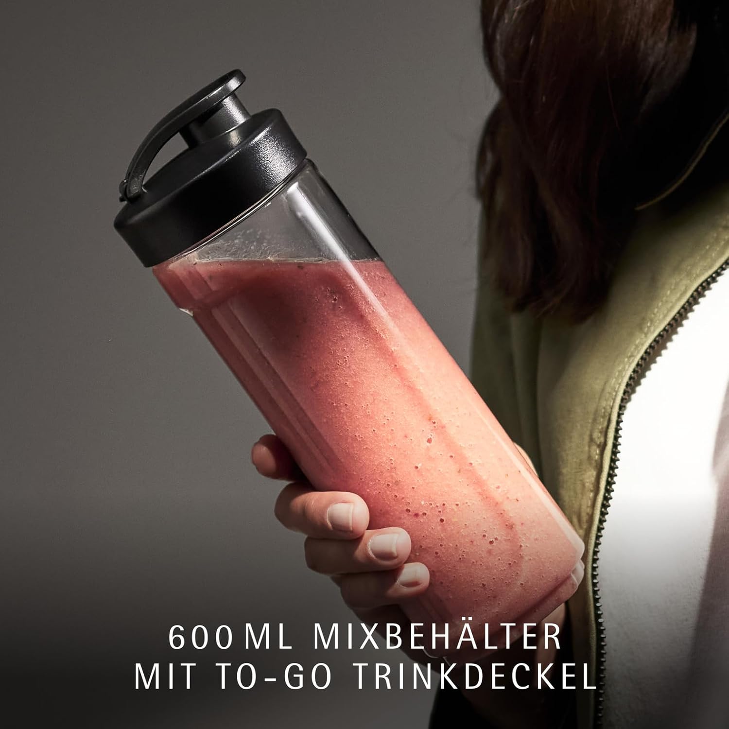 Detalle de WMF Kult X Mix & Go Mini Smoothie Maker – kompakter 300-Watt Mixer mit To-Go-Behälter