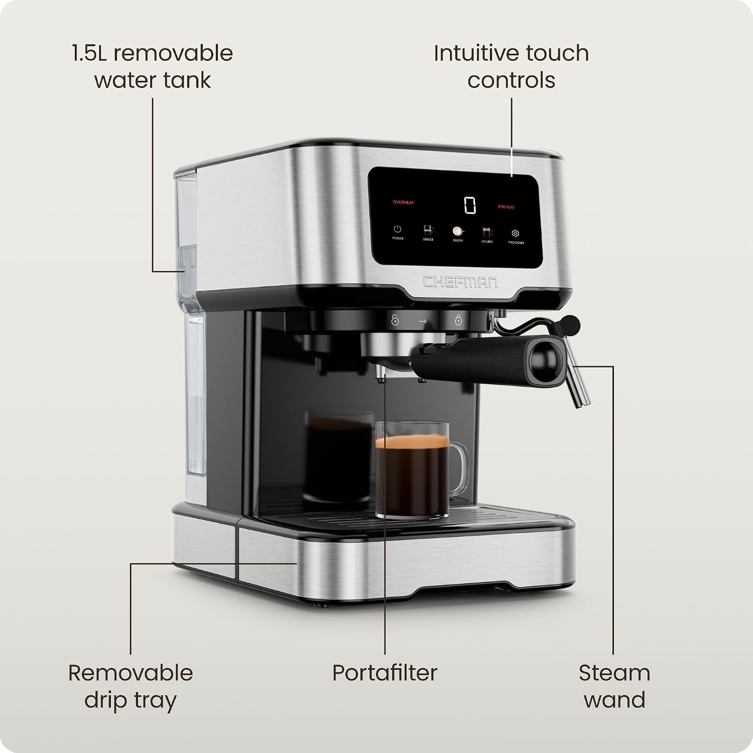 Thumbnail 5 de Chefman CraftBrew Espresso Machine 1.5L