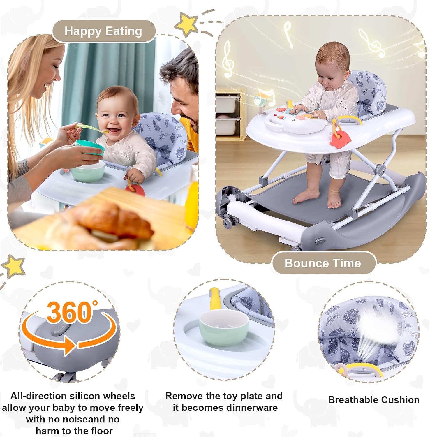 Thumbnail 4 de Pawtong Foldable 5-in-1 Baby Activity Walker with Adjustable Height
