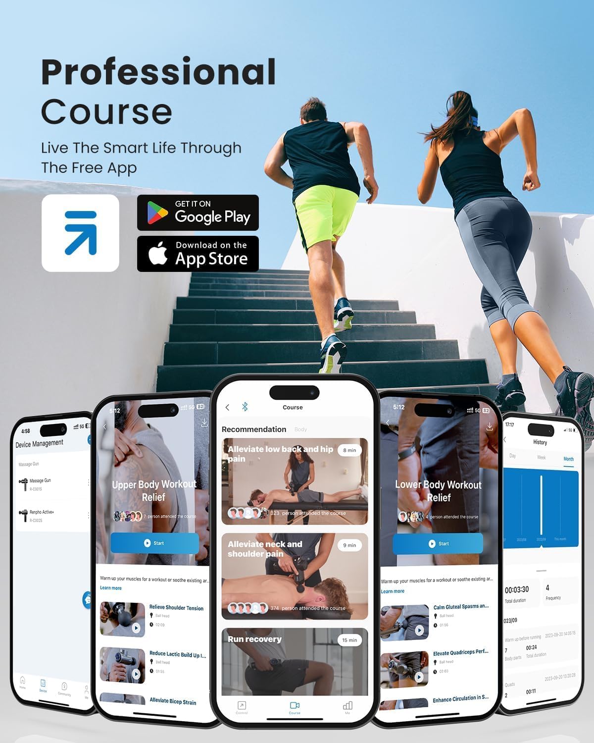 Detalle de RENPHO Massage Gun Bluetooth – Relajación Muscular Portátil🌀
