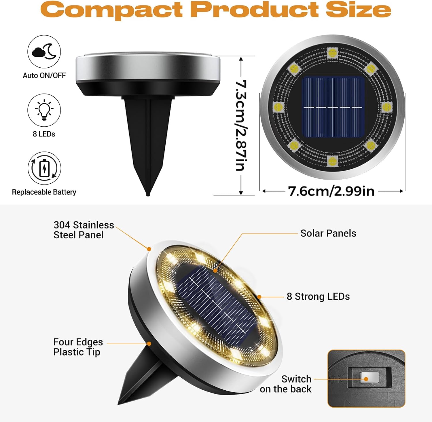 Thumbnail 5 de vighep Solar Lights Outdoor Garden: 24 Pack Super Bright LED Ground Lights, IP65, Warm White