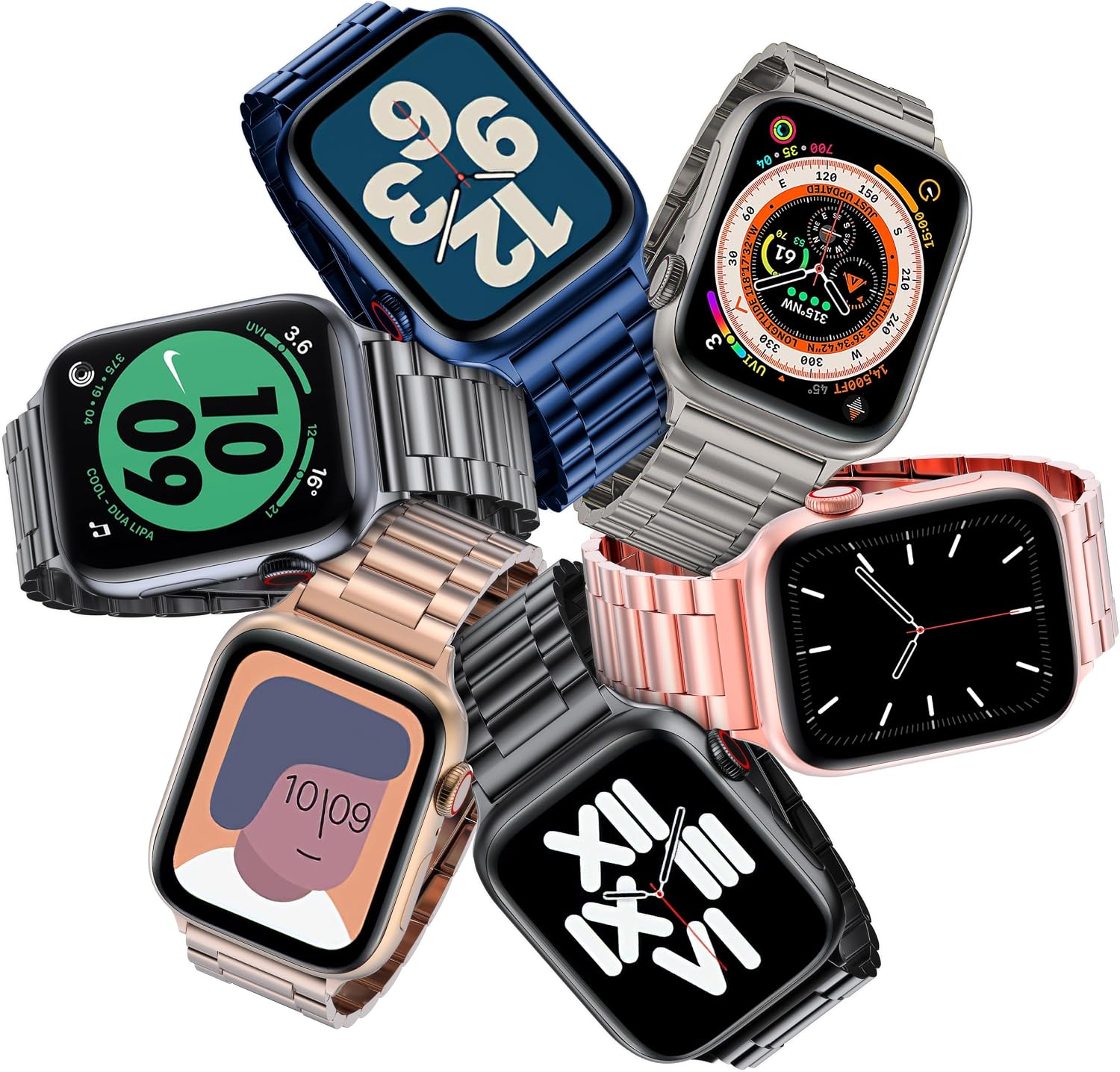Detalle 2 de OULUOQI Stainless Steel Apple Watch Band for 38–49mm
