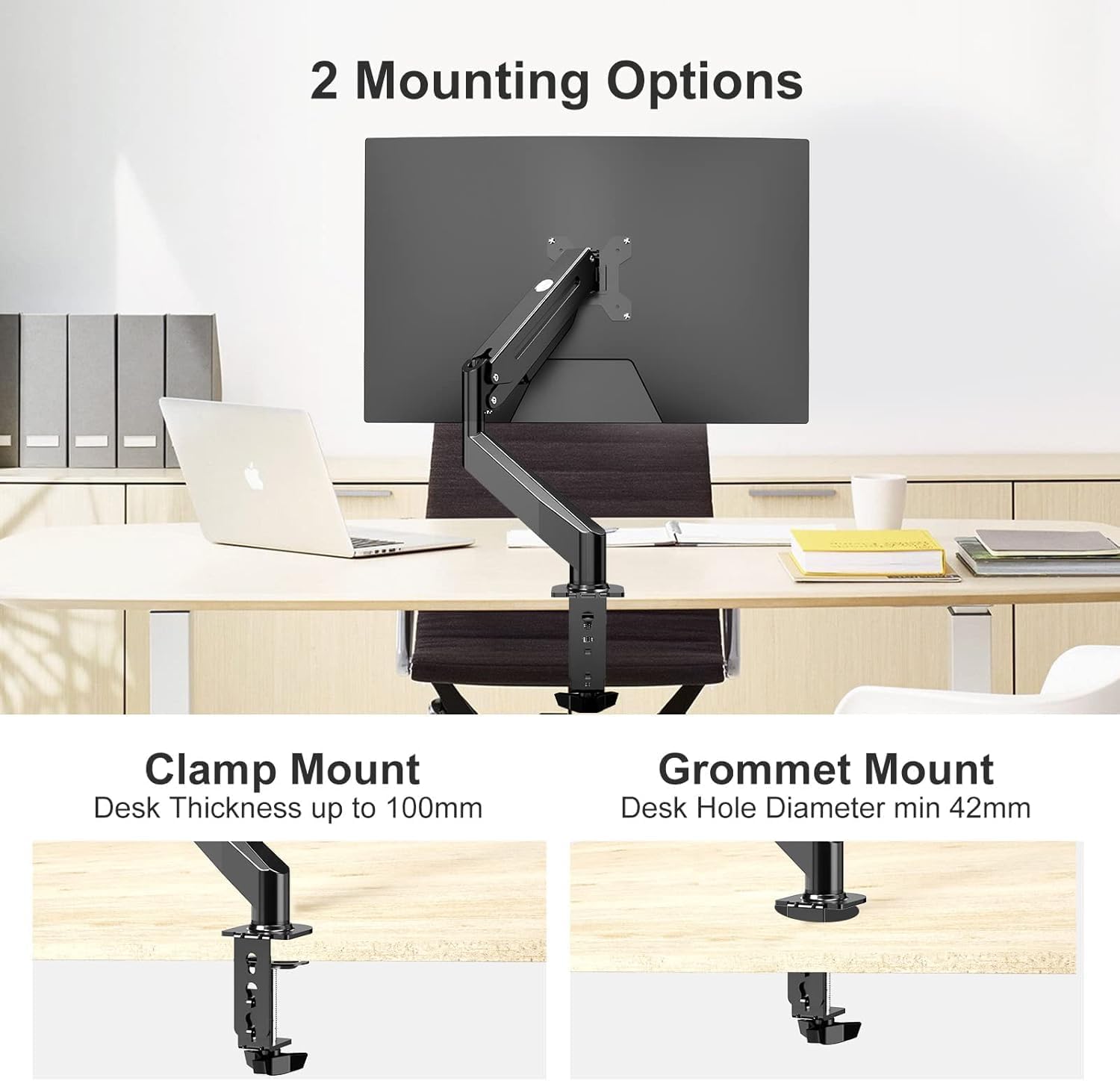 Thumbnail 6 de Suptek Supporto per Monitor a Braccio con Molla a Gas regolabile in altezza (17–32") VESA 75/100, fino a 10 kg, nero opaco