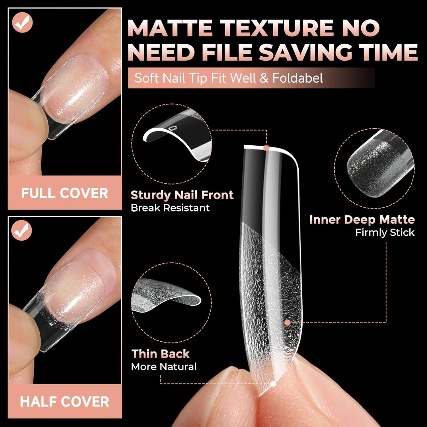 Detalle 2 de Short Square Nail Tips 120 Stück
