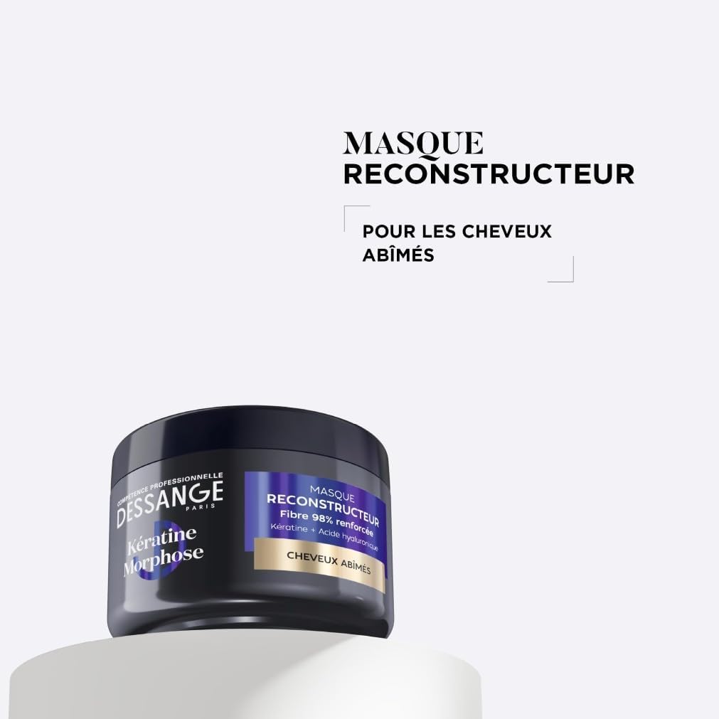 Detalle de DESSANGE Routine Cheveux Réparatrice & Morphose – Shampoing 280 ml + Masque 280 ml + Soin Sans Rinçage 50 ml