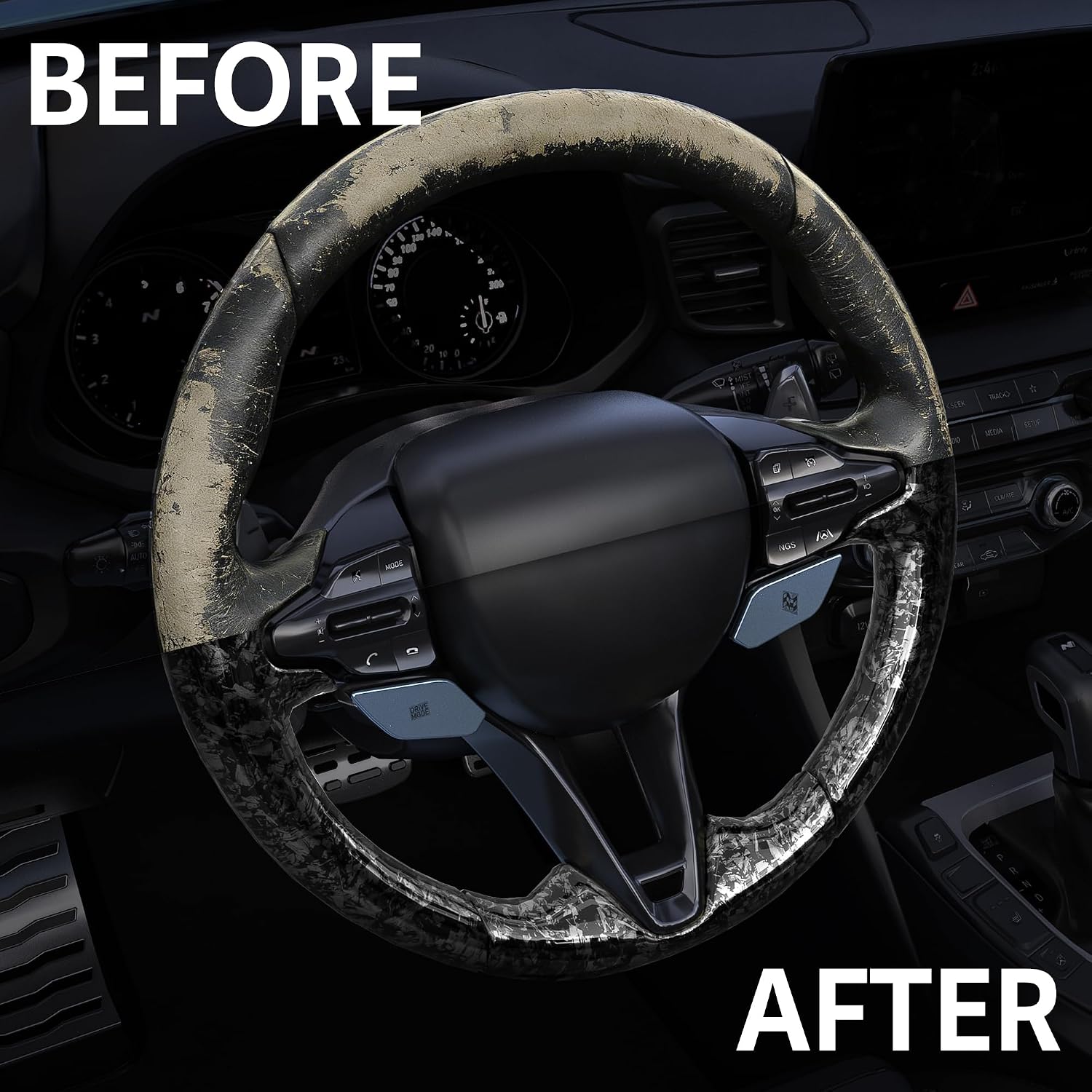 Detalle 2 de Foneso Forged Carbon Folie (Silber) – 150 x 30 cm Carbon-Vinyl für Auto-Schutz & DIY-Wrap
