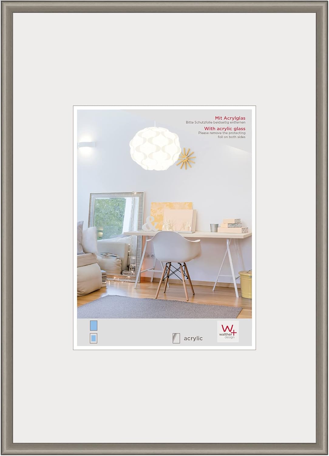 Thumbnail 6 de walther design New Lifestyle KVX050S Cadre Photo en Plastique avec Verre Synthétique, Argenté, 40 x 50 cm