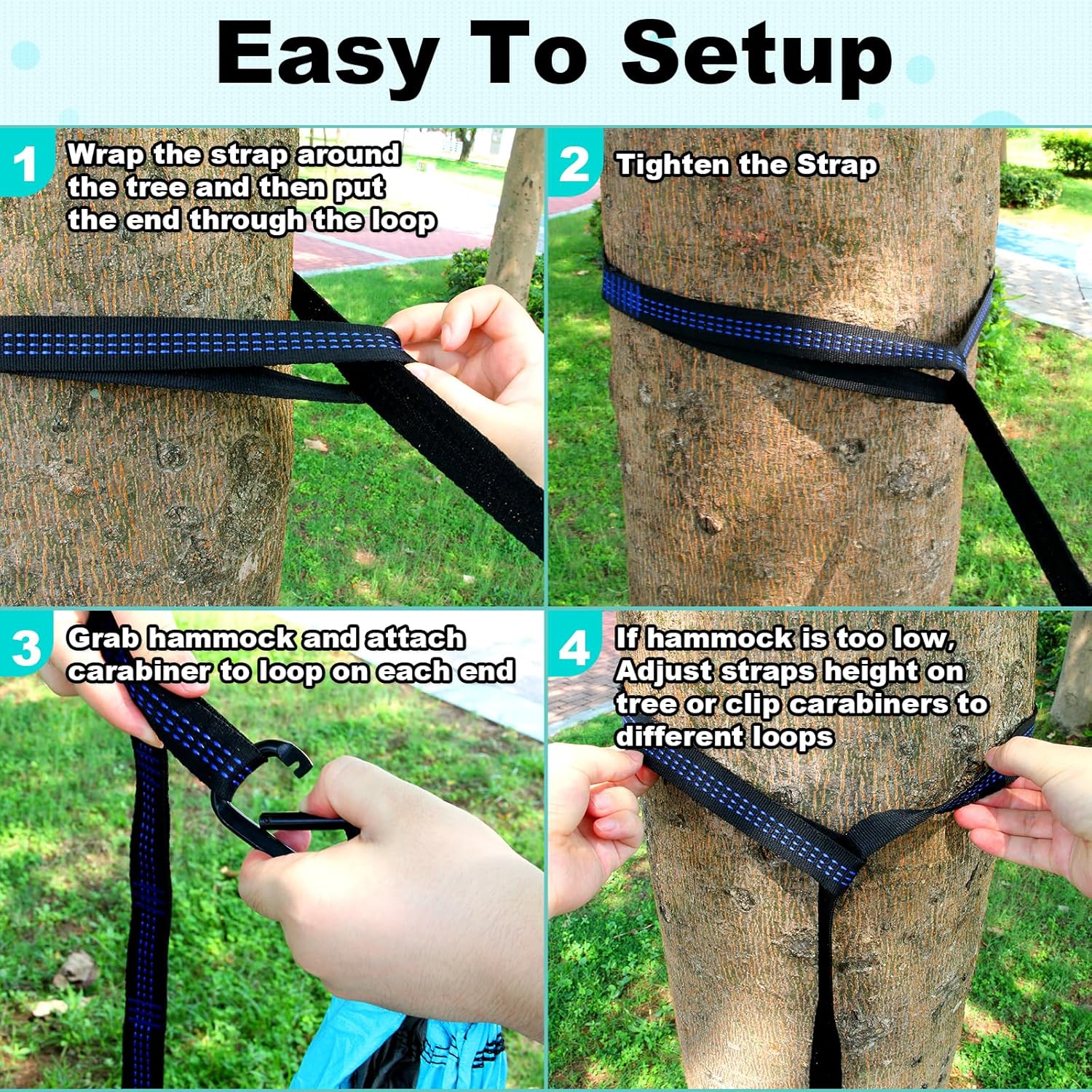 Detalle de SZHLUX Camping Hammock Double & Single Portable Hammocks with 2 Tree Straps and Attached Carry Bag