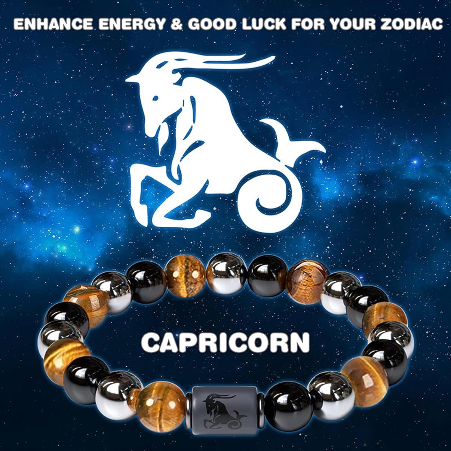 Detalle de Caimeytie Damen Armbänder mit elastischen Perlen (2 Stück) – Sternzeichen-Zodiac Glück, 19 cm