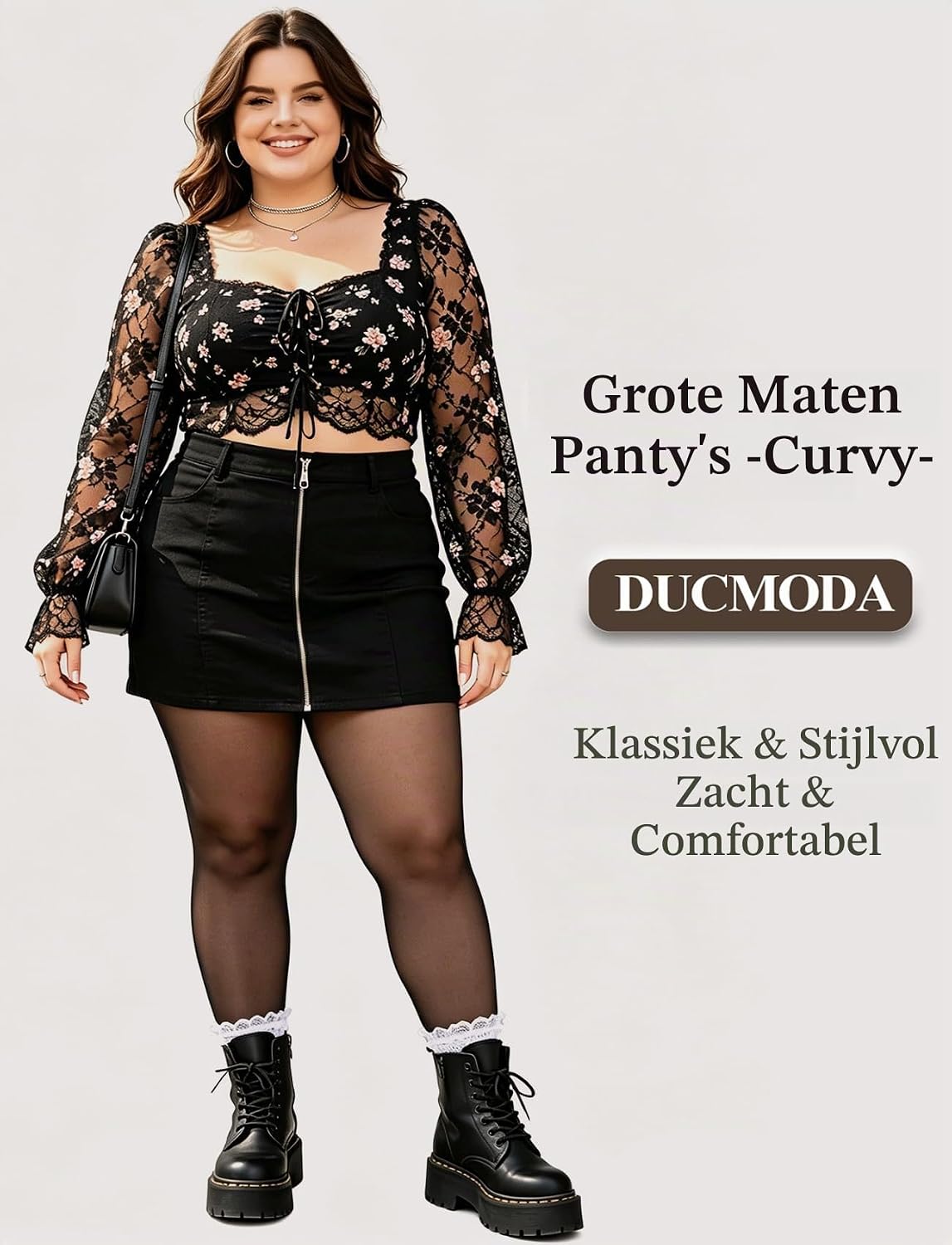 Detalle 2 de DUCMODA Maatje Meer Curvy panty voor dames, 20D transparant, XL-8XL