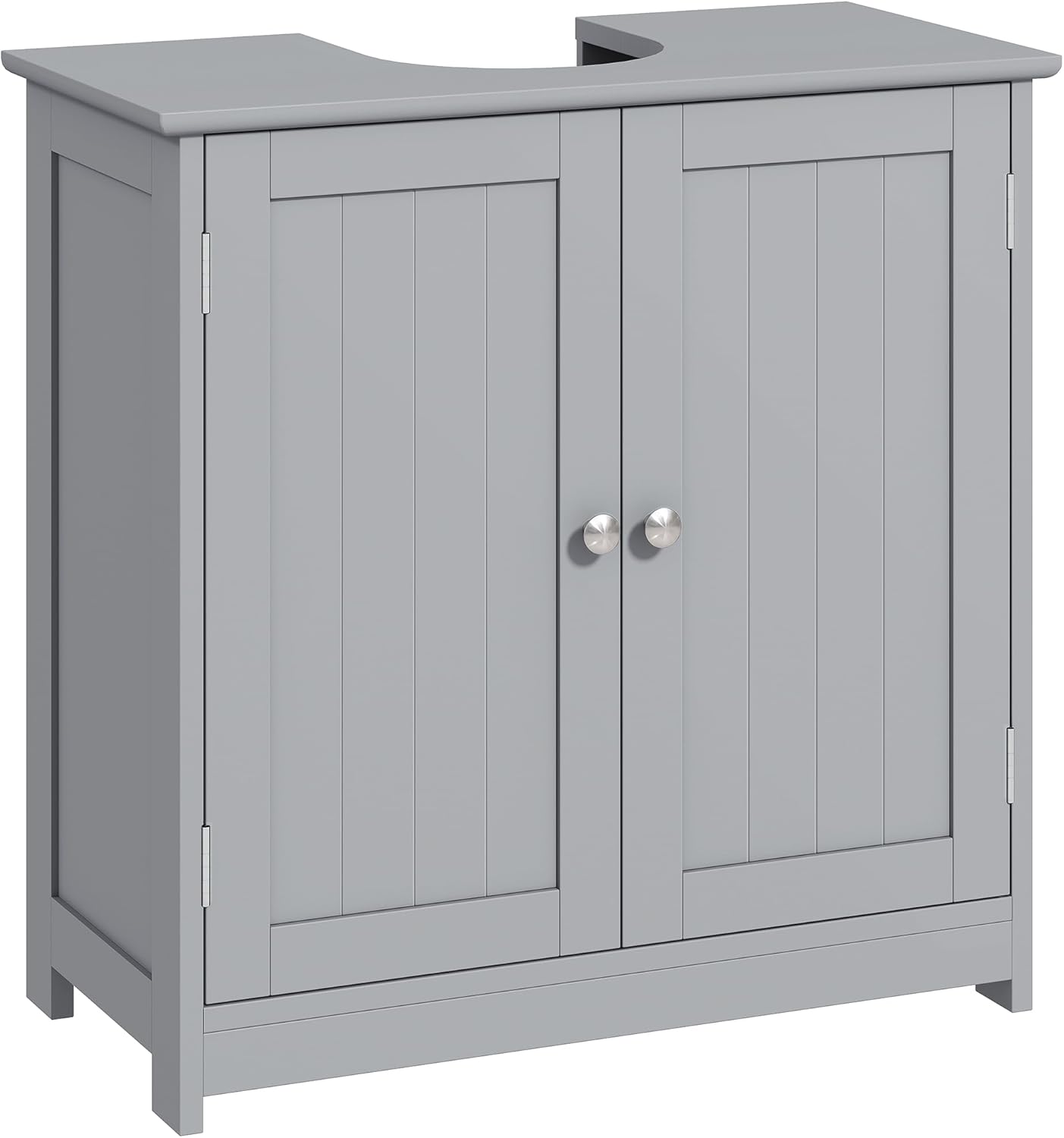 Kleankin meuble salle de bain sous lavabo gris avec double porte et étagère