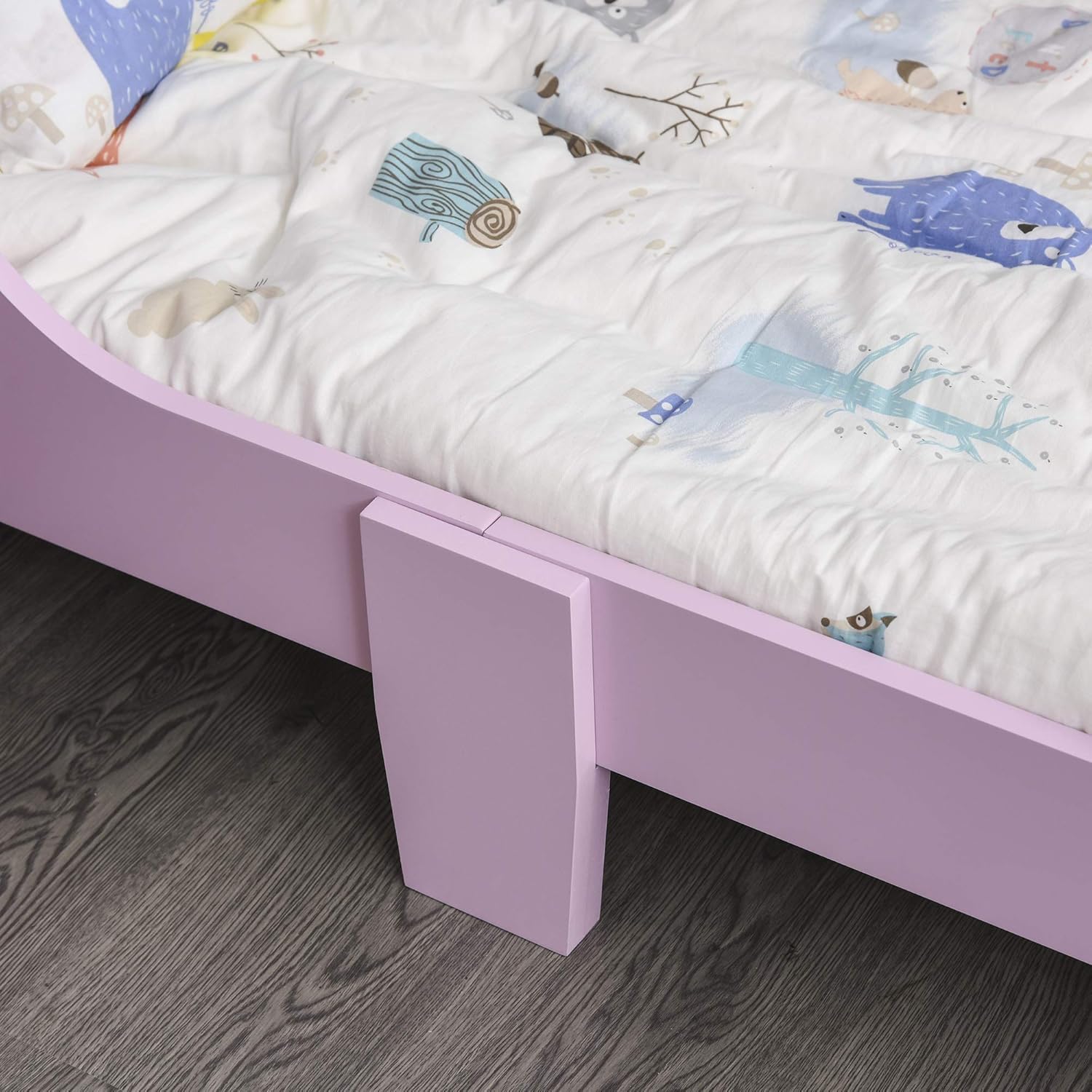 Thumbnail 5 de Lit enfant HOMCOM 140 x 70 cm – design Princesse château rose avec sommier à lattes inclus