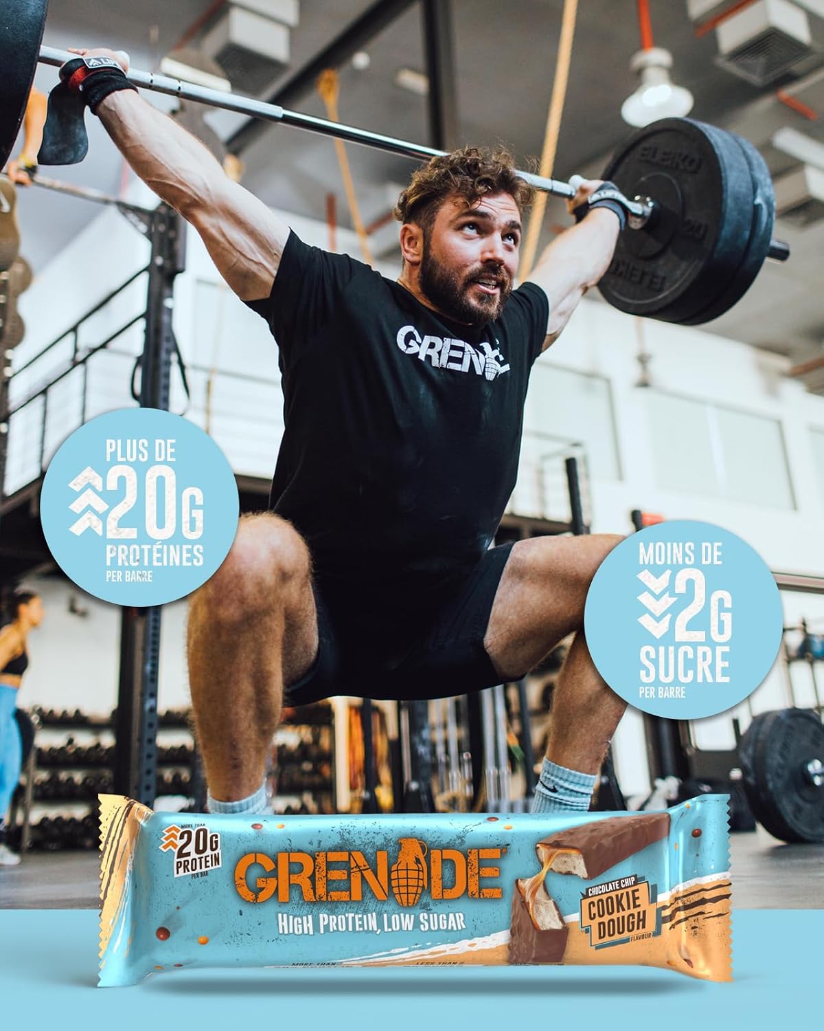 Thumbnail 6 de Grenade Barre Hyperprotéinée à Faible Teneur en Glucides – Chocolate Chip Cookie Dough, 12 x 60 g