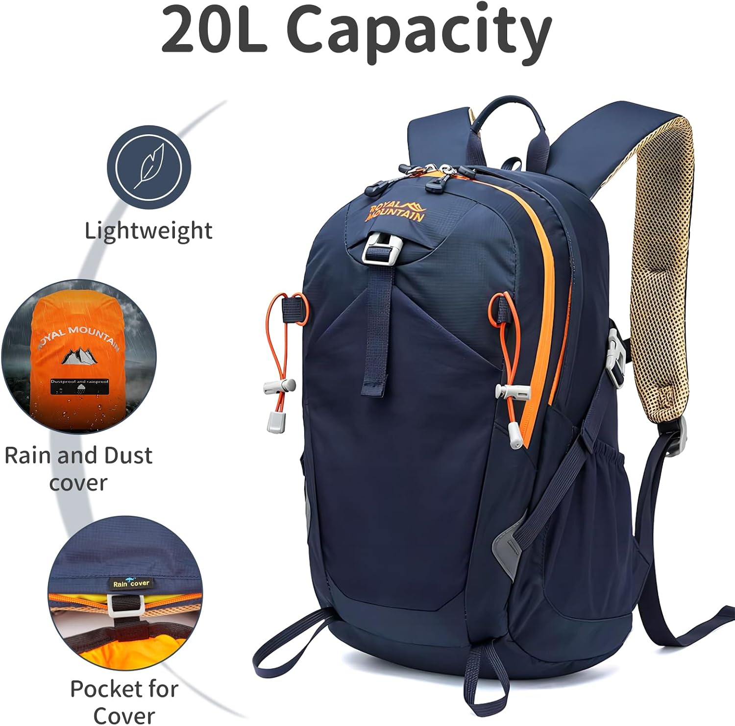 Thumbnail 2 de Lightweight 20L Hiking Backpack Navy Blue