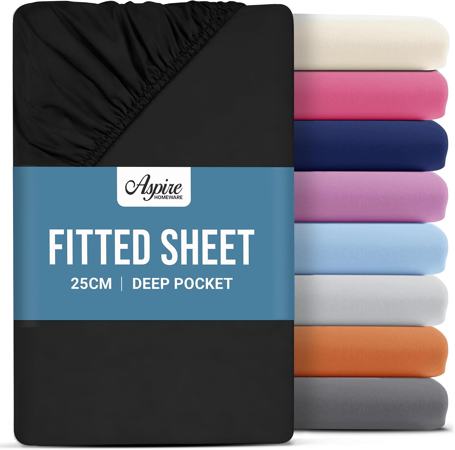 Detalle de Aspire Homeware Double Fitted Sheet 25 cm