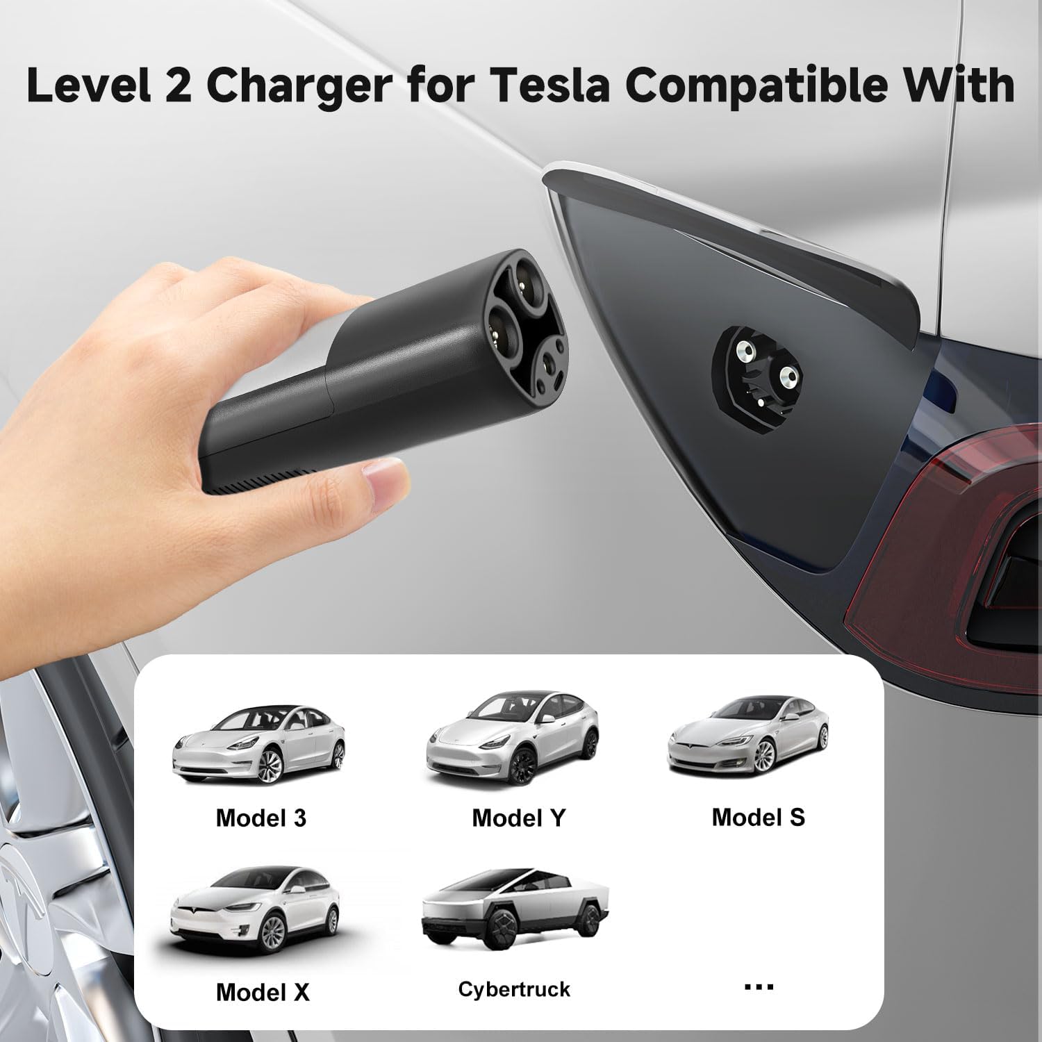 Thumbnail 5 de Level 2 EV Charger for Tesla with 7.68kW, 32A, NACS and 23ft Cable (Black)