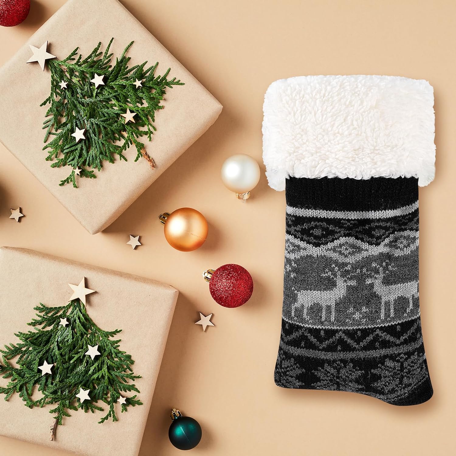 Detalle 2 de SockWaddles dikke warme huissokken voor heren, maat 39–46 met antislip