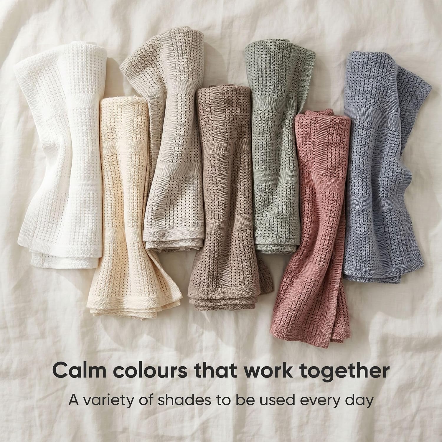 Thumbnail 5 de Bloomsbury Mill Cellular Blankets Baby – 2 Pack, 100% Organic Cotton, Cream (75x95cm)