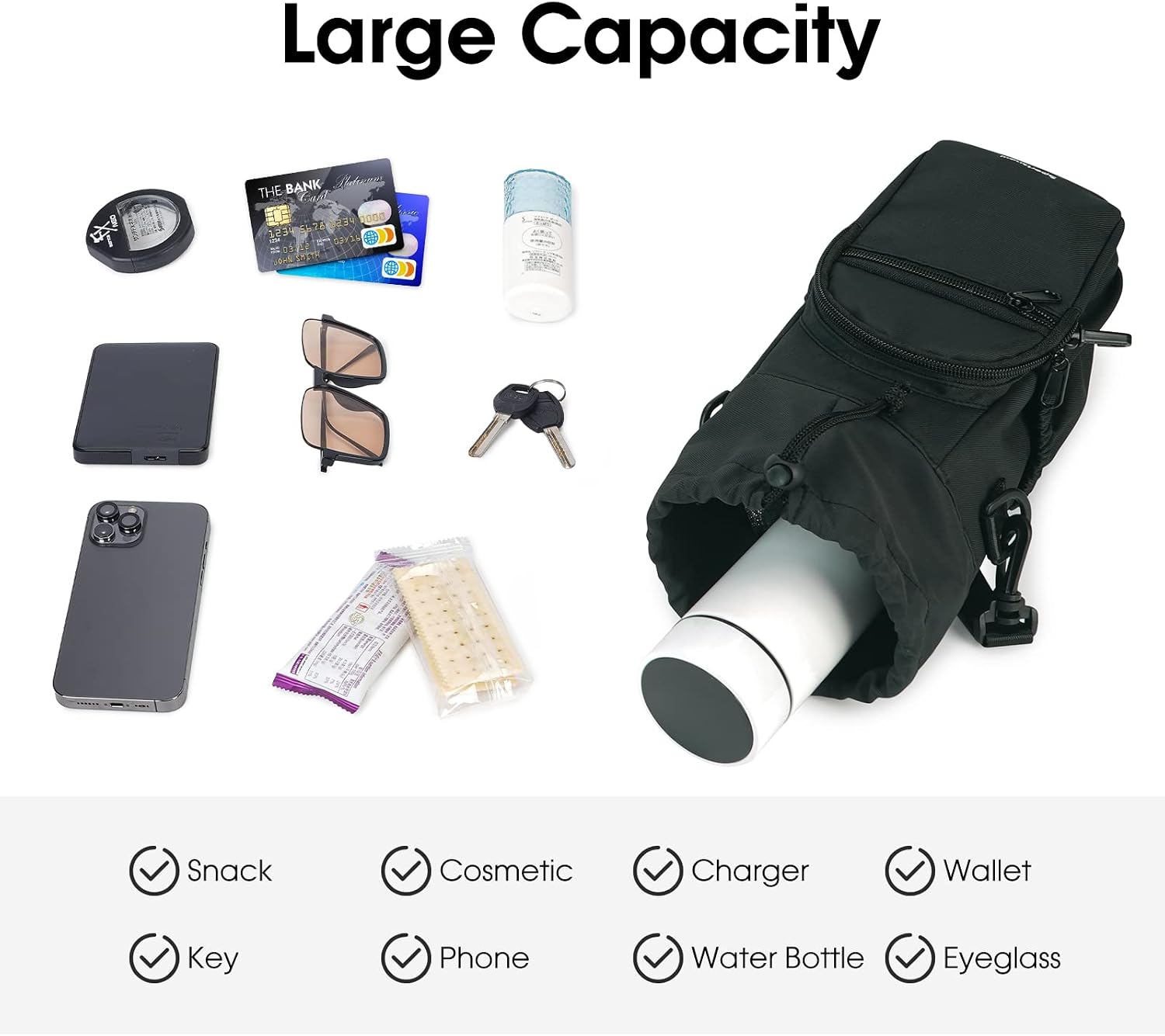 Thumbnail 6 de sportsnew Water Bottle Carrier with Shoulder Strap Insulated Holder – 1L, Black (Patent Pending)
