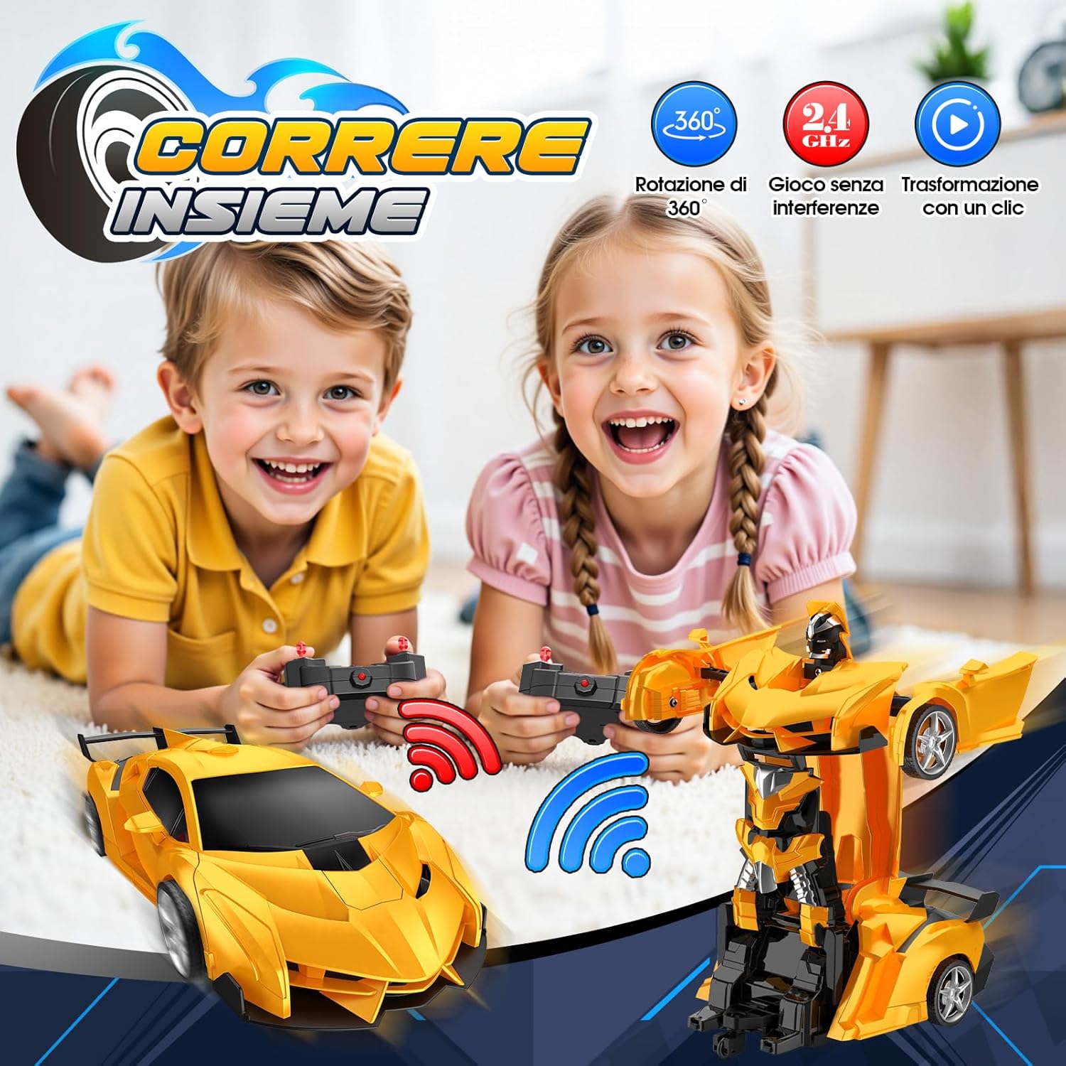 Detalle de Braxel macchina telecomandata 2 in 1 trasformabile Robot & RC auto per bambini (2,4 GHz, rotazione 360°)