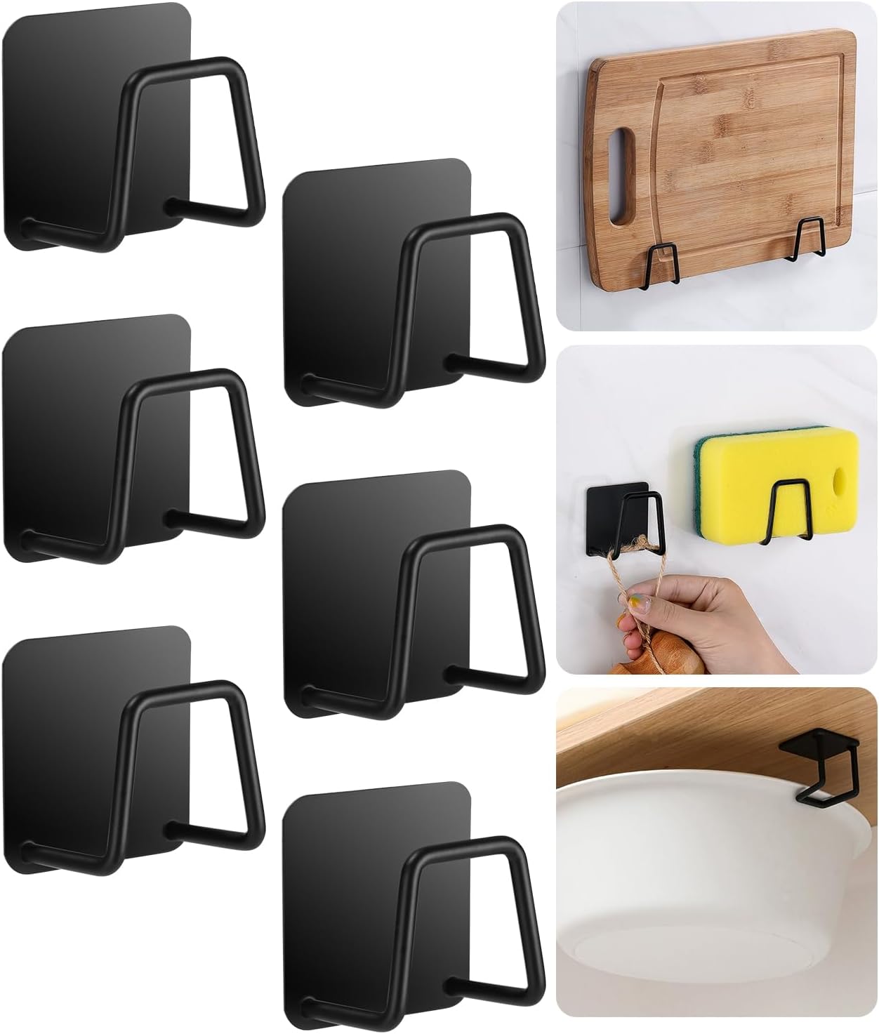 Detalle de Azyvum Porte éponge INOX 01 sponshouders, 6 stuks, zwart RVS
