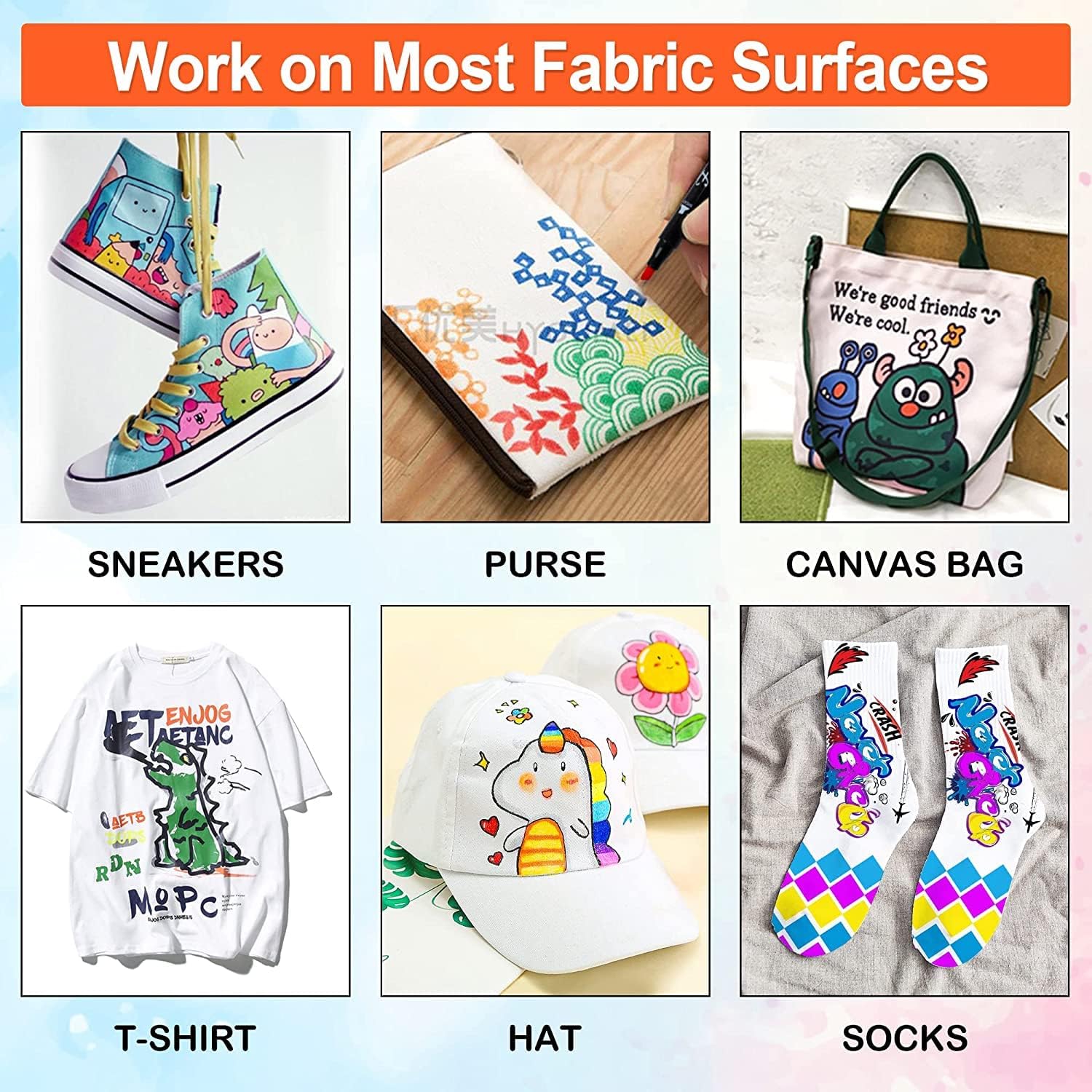Detalle de Shuttle Art Fabric Pens 40 Colours Dual Tip Permanent Fabric Markers