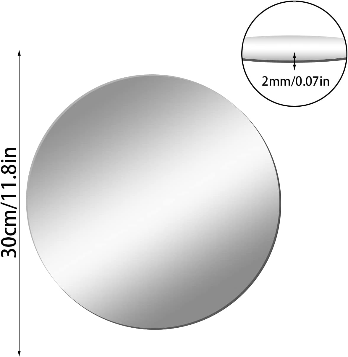 Thumbnail 5 de TAIANJI 2 Pcs Acrylic Round Mirror 30cm – Self-Adhesive, Non-Glass Wall Tiles