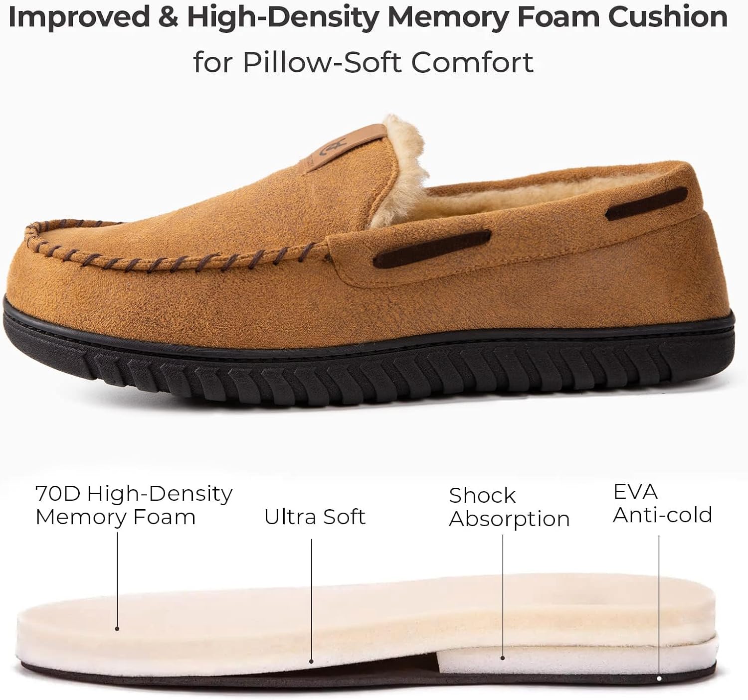 Thumbnail 5 de VeraCosy Men's Classic Moccasin Slippers Memory Foam slippers