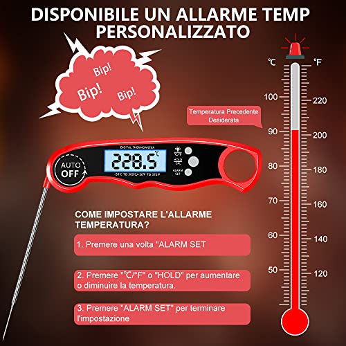 Detalle de CIRYCASE Termometro da Cucina: lettura rapida e sonda esterna lunga 102 cm per forno e BBQ