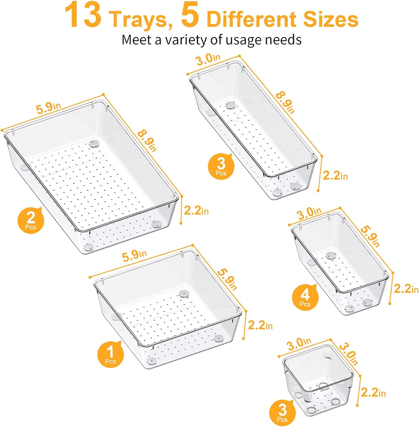 Thumbnail 2 de SMARTAKE 13-Piece Drawer Organizers set for drawers 🧺