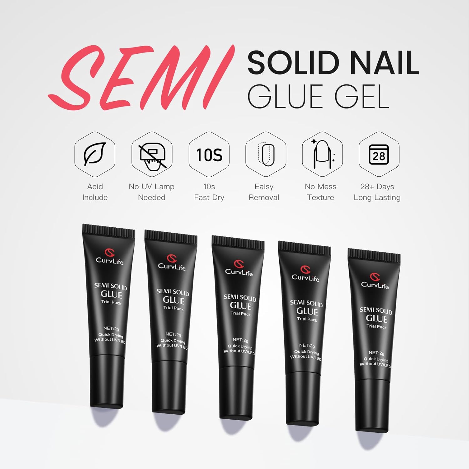 Detalle 2 de CurvLife Nail Glue 2g for Press-On Nails 💅