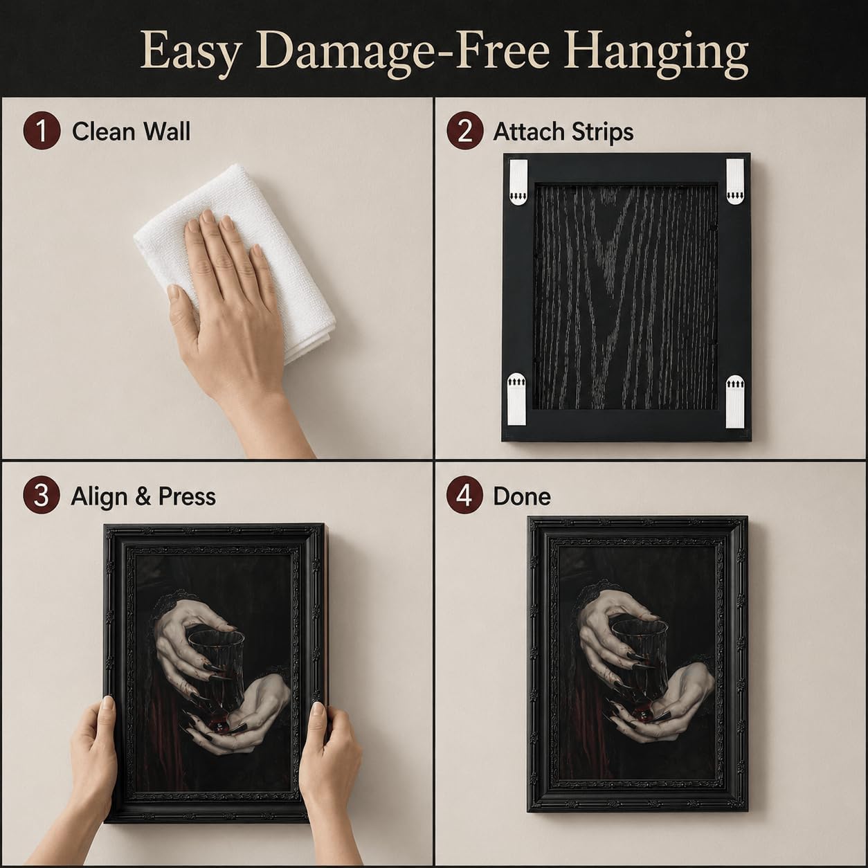 Thumbnail 6 de Black Framed Gothic Wall Art, 12x16 Inch