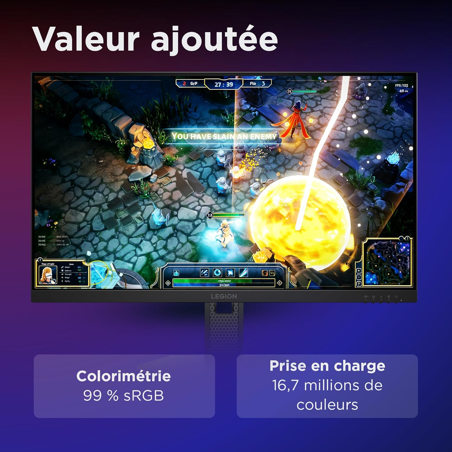 Thumbnail 5 de Lenovo Legion 27Q-10 — Écran gaming de 27 pouces QHD avec Eyesafe, 240 Hz et IPS