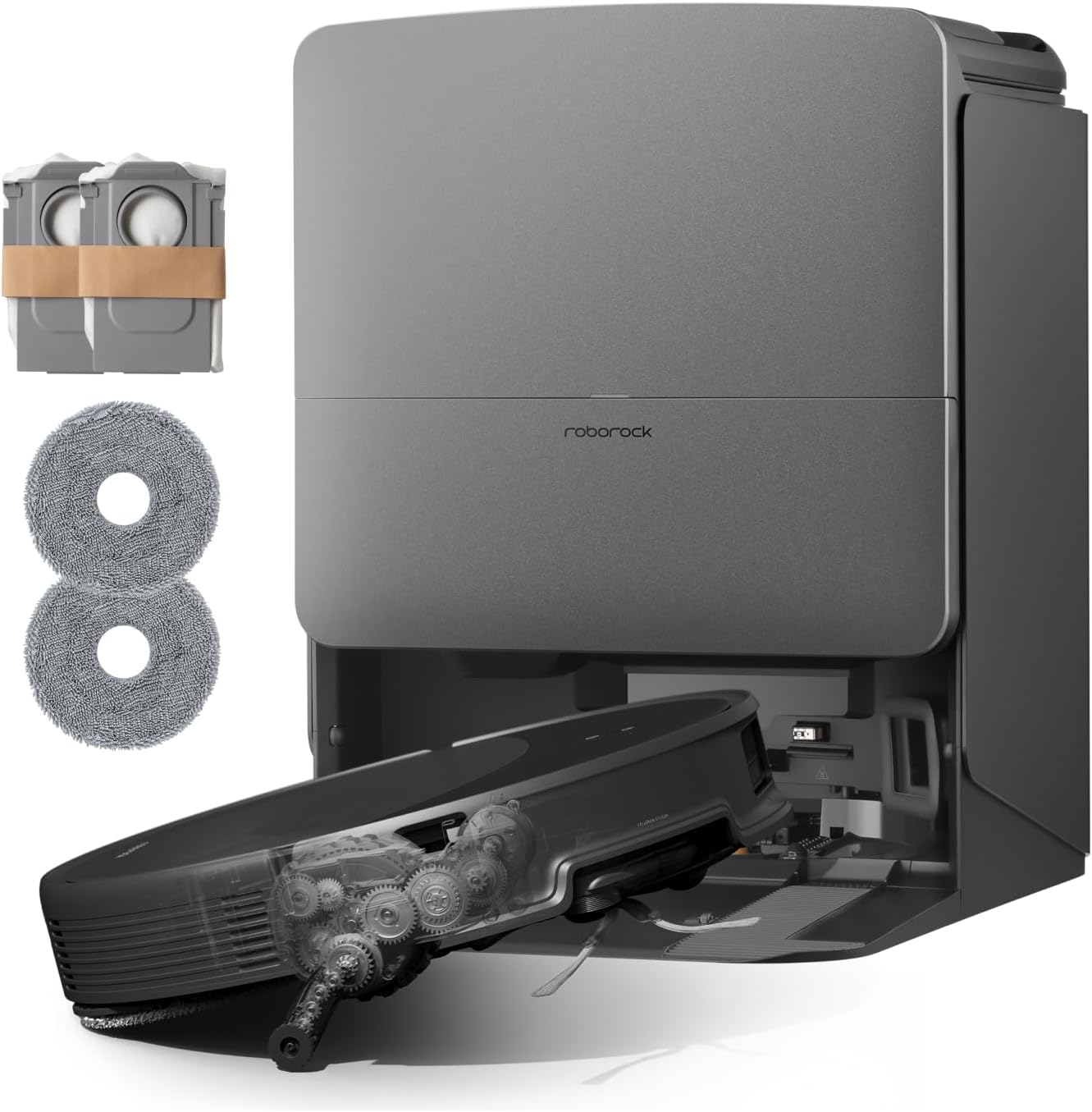 Detalle de roborock Saros 20 Set robotstofzuiger met dweilfunctie, 36.000 Pa en RockDock