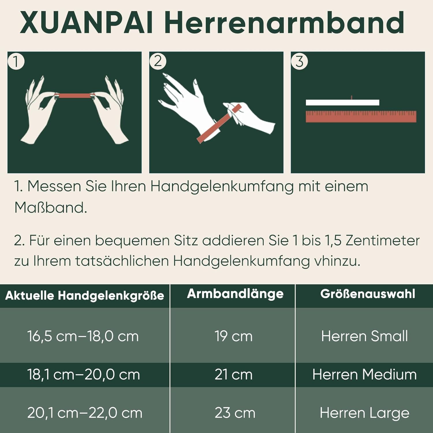 Thumbnail 6 de XUANPAI Herrenarmband Weizenkette Edelstahl – Gold Vergoldet, Silber oder Schwarz | 19–23 cm
