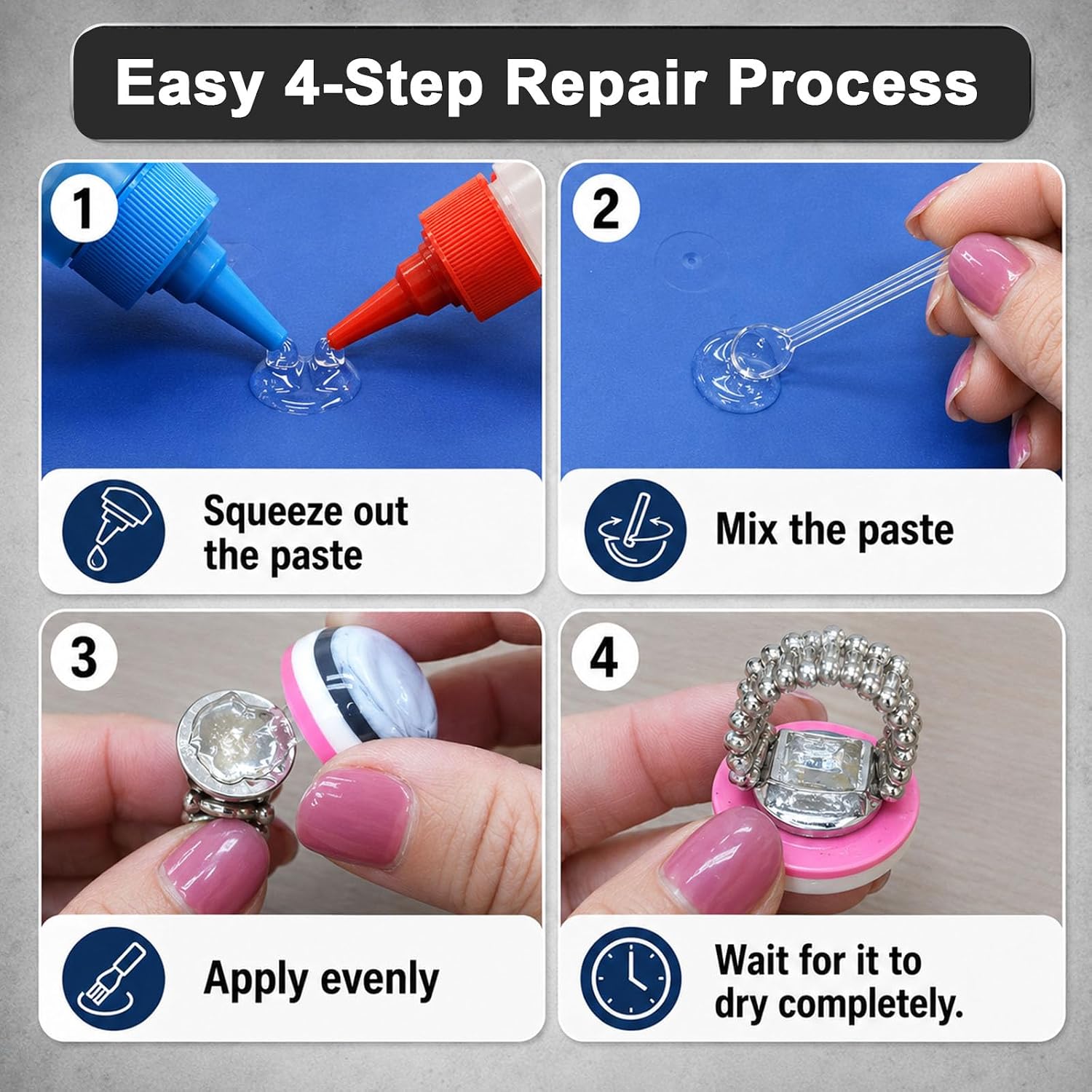 Detalle 1 de WAN2TLK YA-USGK-1032 5-Minute Epoxy Glue, 250 mL, Clear Two-Part Kit