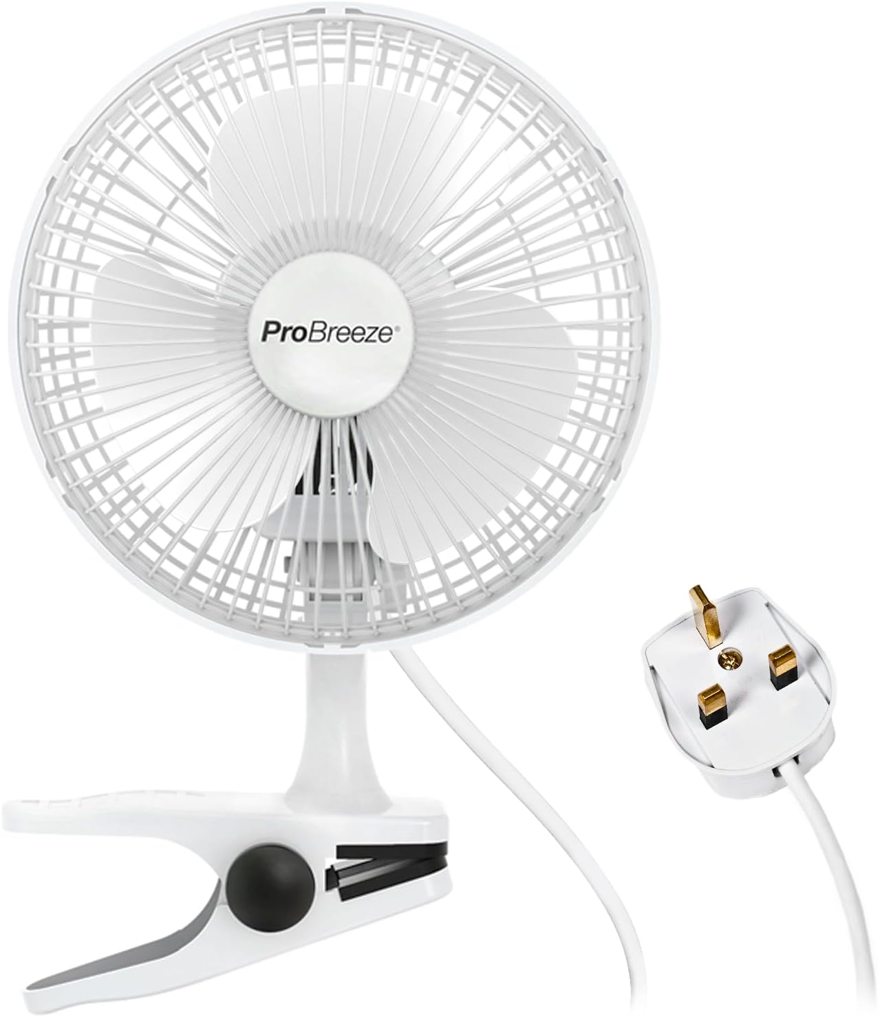 Pro Breeze 6 Inch Clip on Fan with 2 Speeds (Mains Powered) – Quiet 360° Rotation Desk Fan