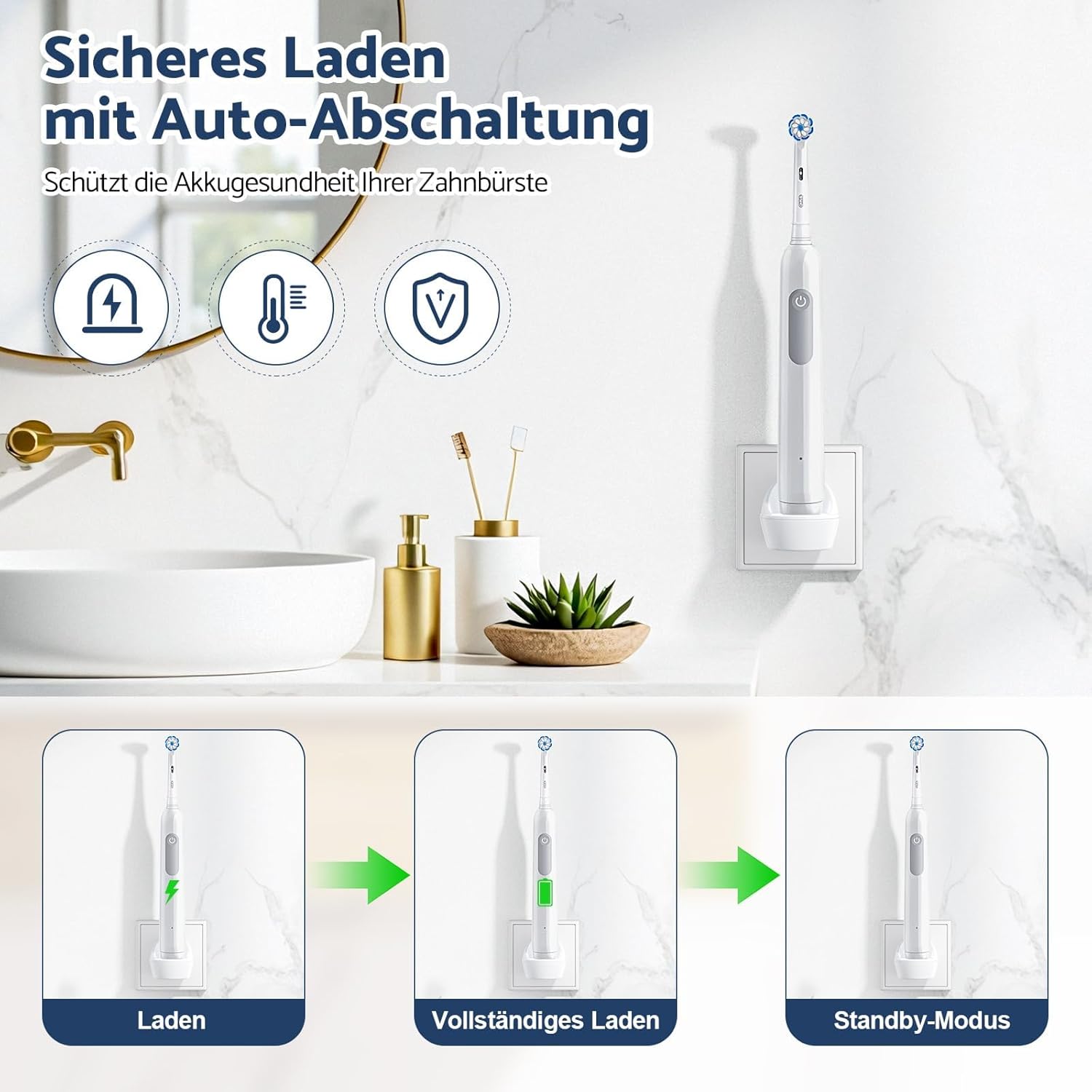 Thumbnail 2 de Ladestation Zahnbürste Steckdose für Oral-B – kabelloses Ladegerät (induktiv) kompatibel mit vielen Oral-B Modellen