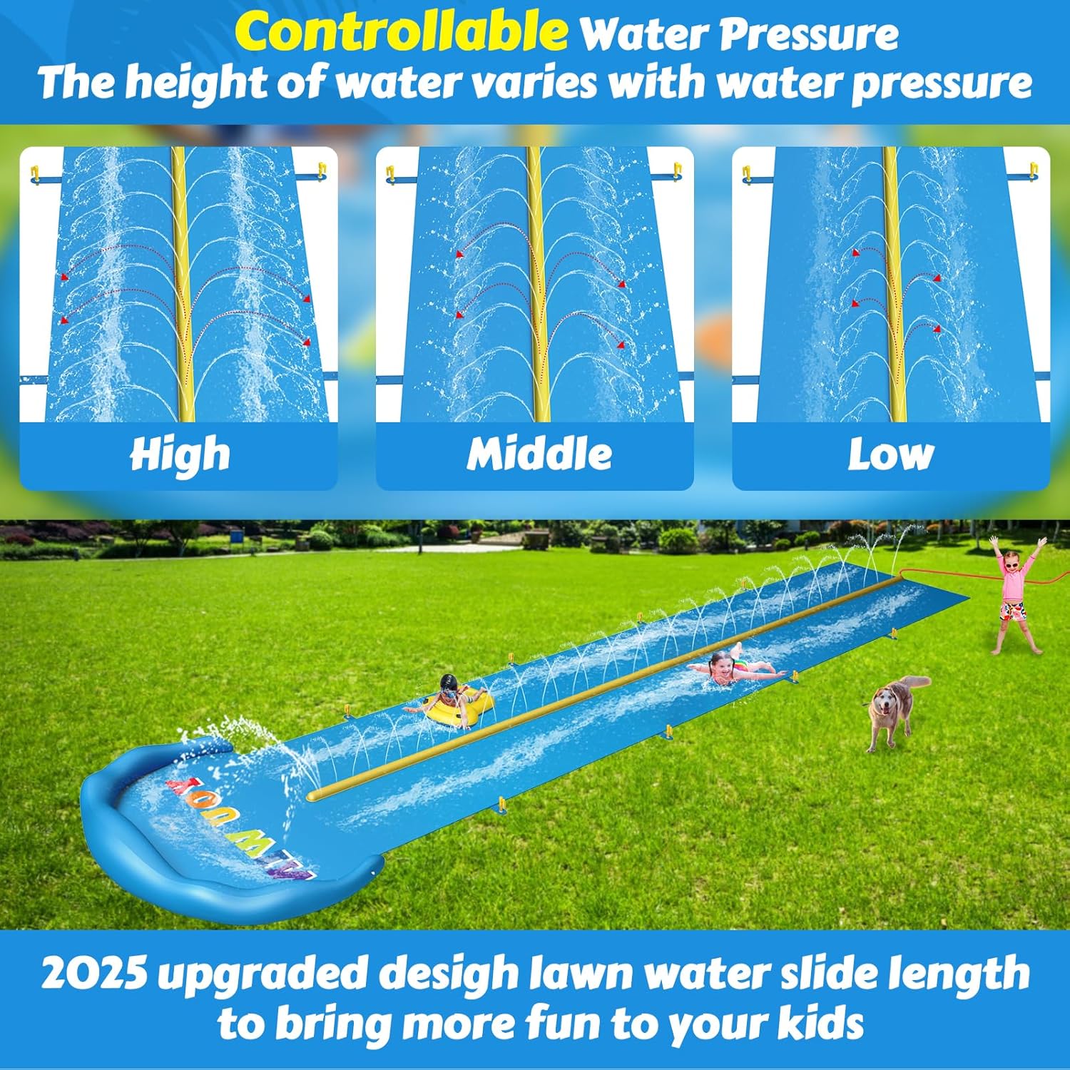 Thumbnail 4 de Evoio Water Slide 32.8ft Inflatable Splash Slide with 2 Racing Lanes