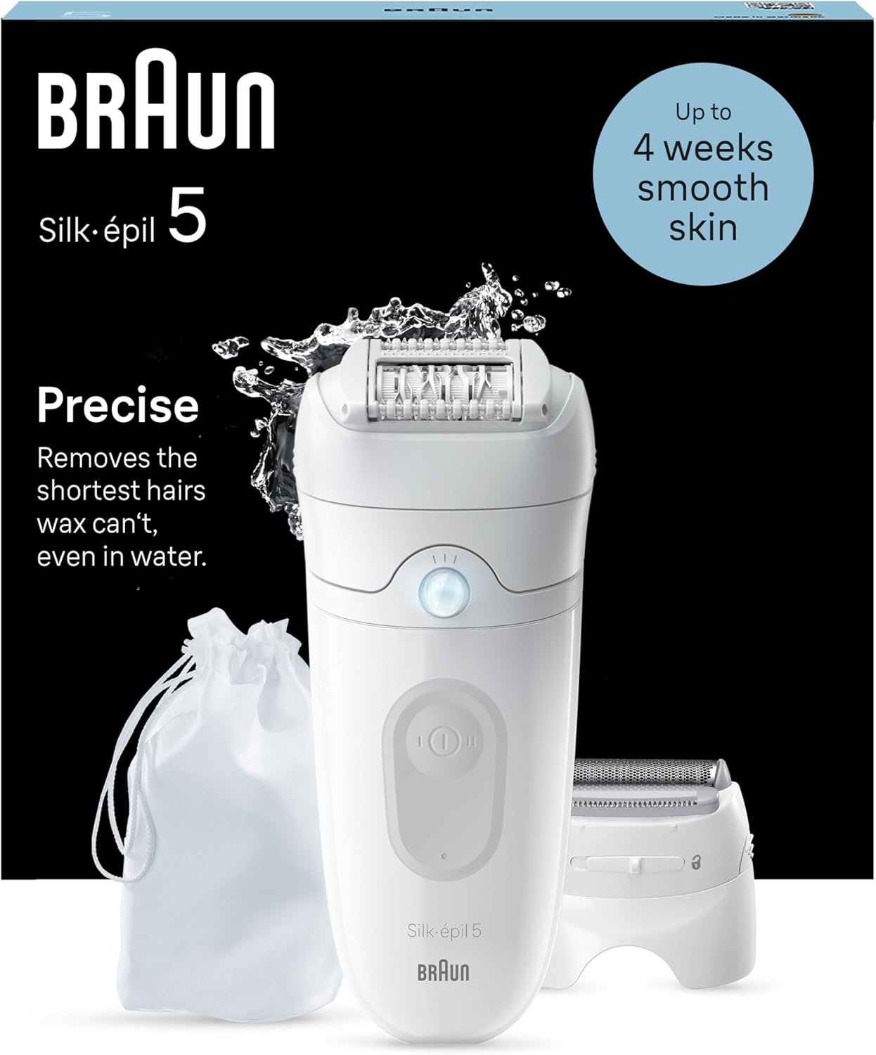 Braun Silk-Épil 5 Epilatore Elettrico Donna — rasoio, testina e cappuccio rifinitore per una pelle liscia fino a 4 settimane
