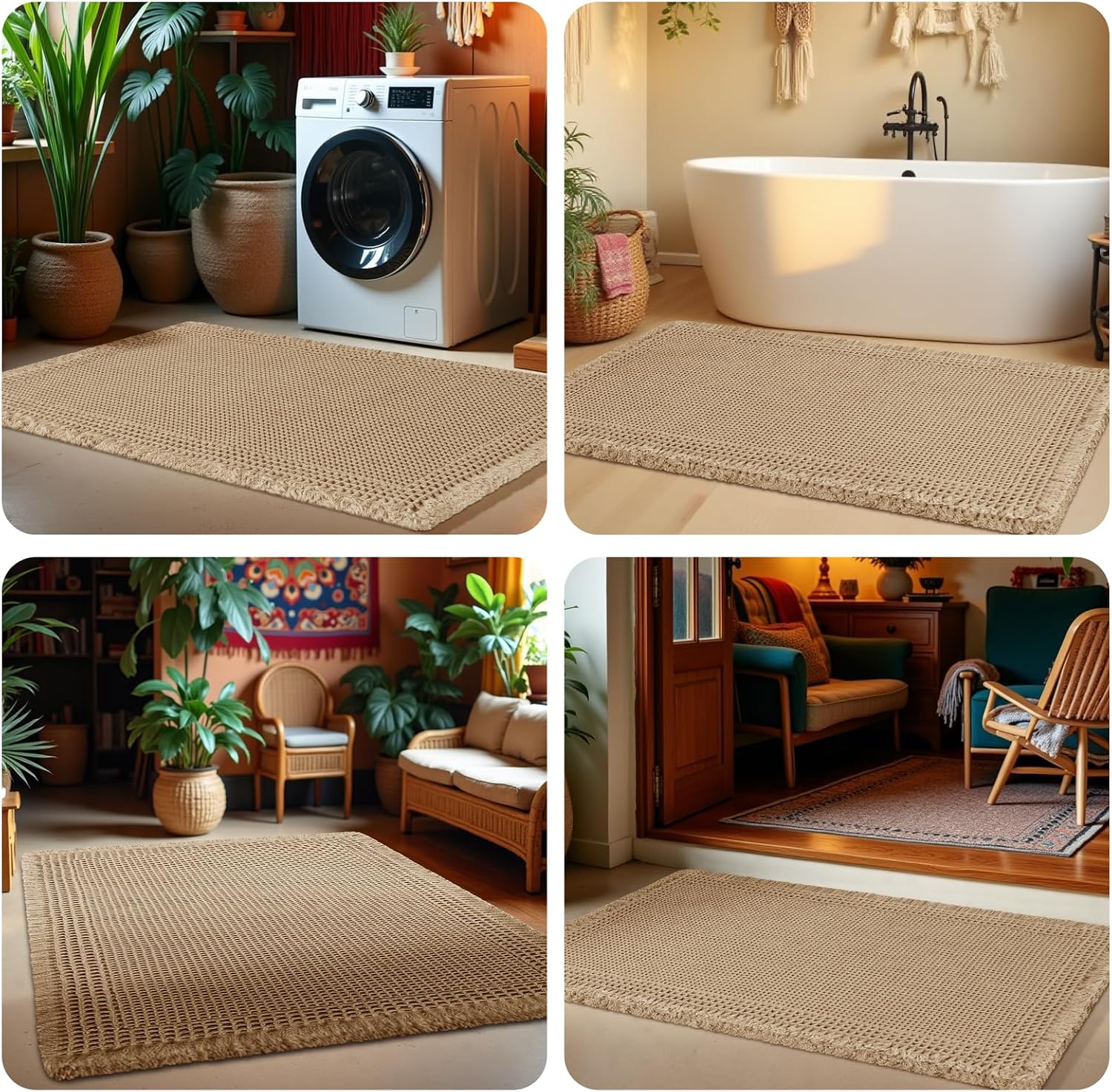 Thumbnail 6 de Upgrade Waffle Bath Mat (32"x20") — Beige, ultra-soft non-slip, machine-washable