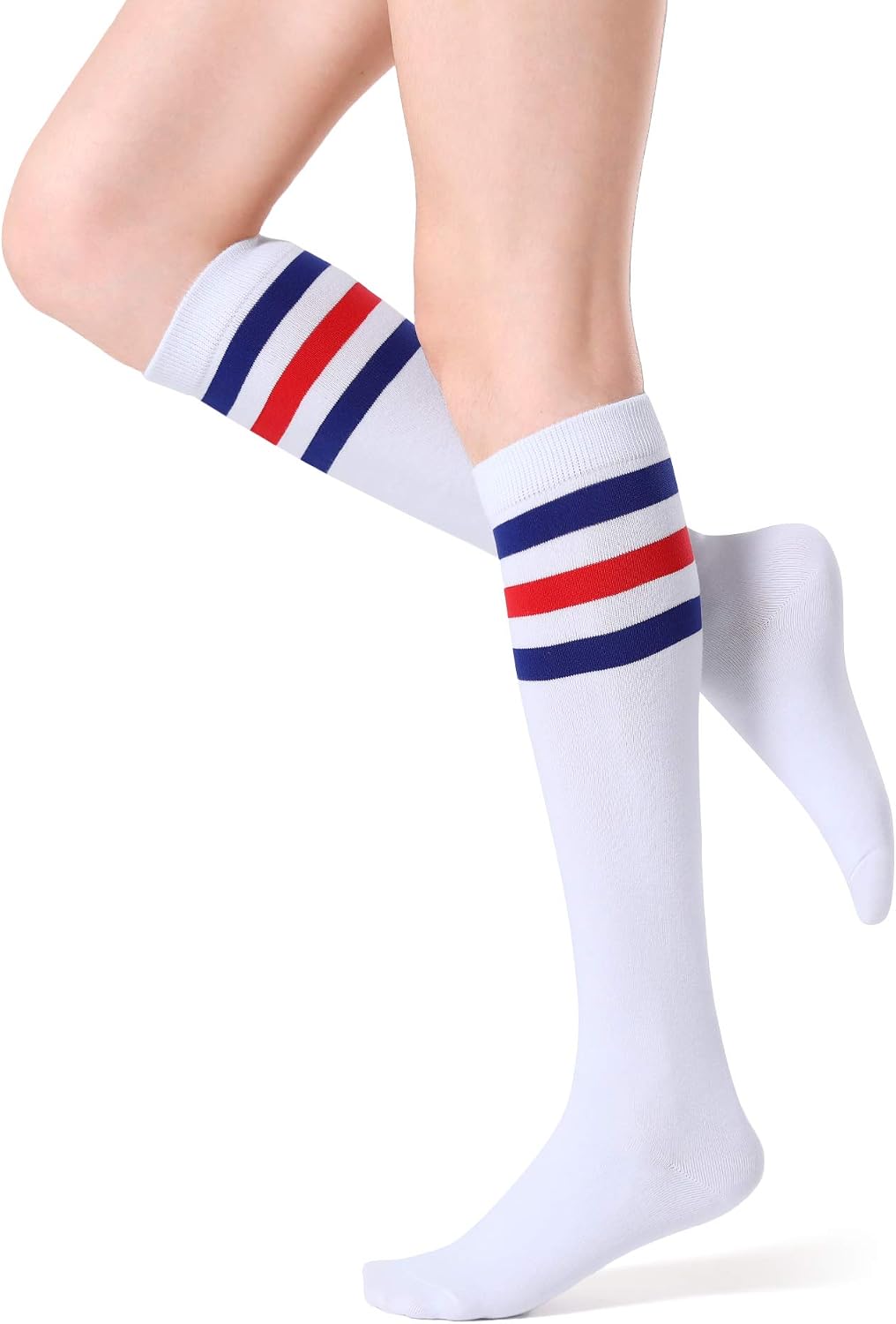 Detalle de FITRELL Women's Knee-High Athletic Socks, Striped Tube Style